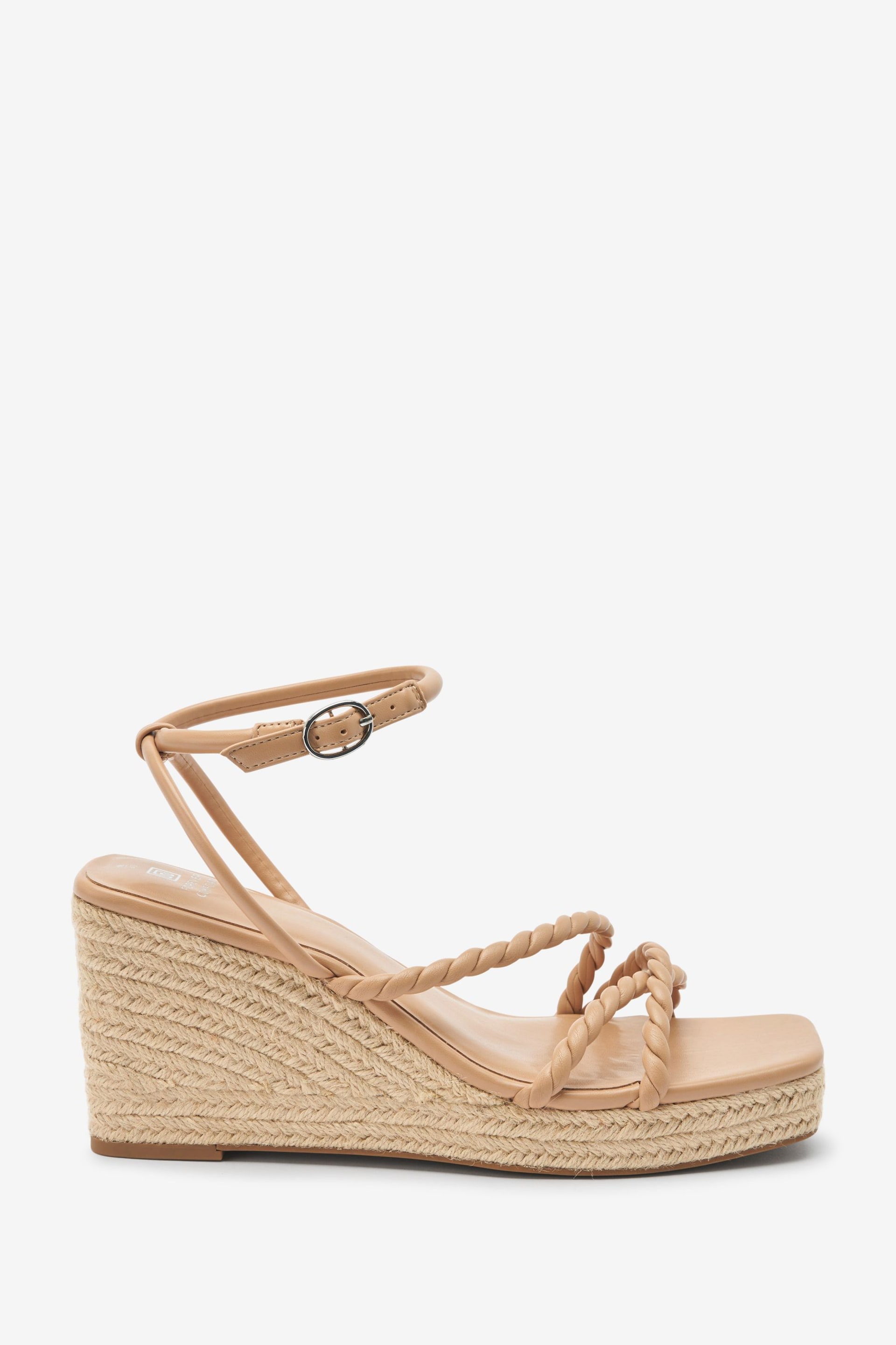 Nude Forever Comfort® Twist Strap Detail Square Toe Wedge Sandals - Image 3 of 6