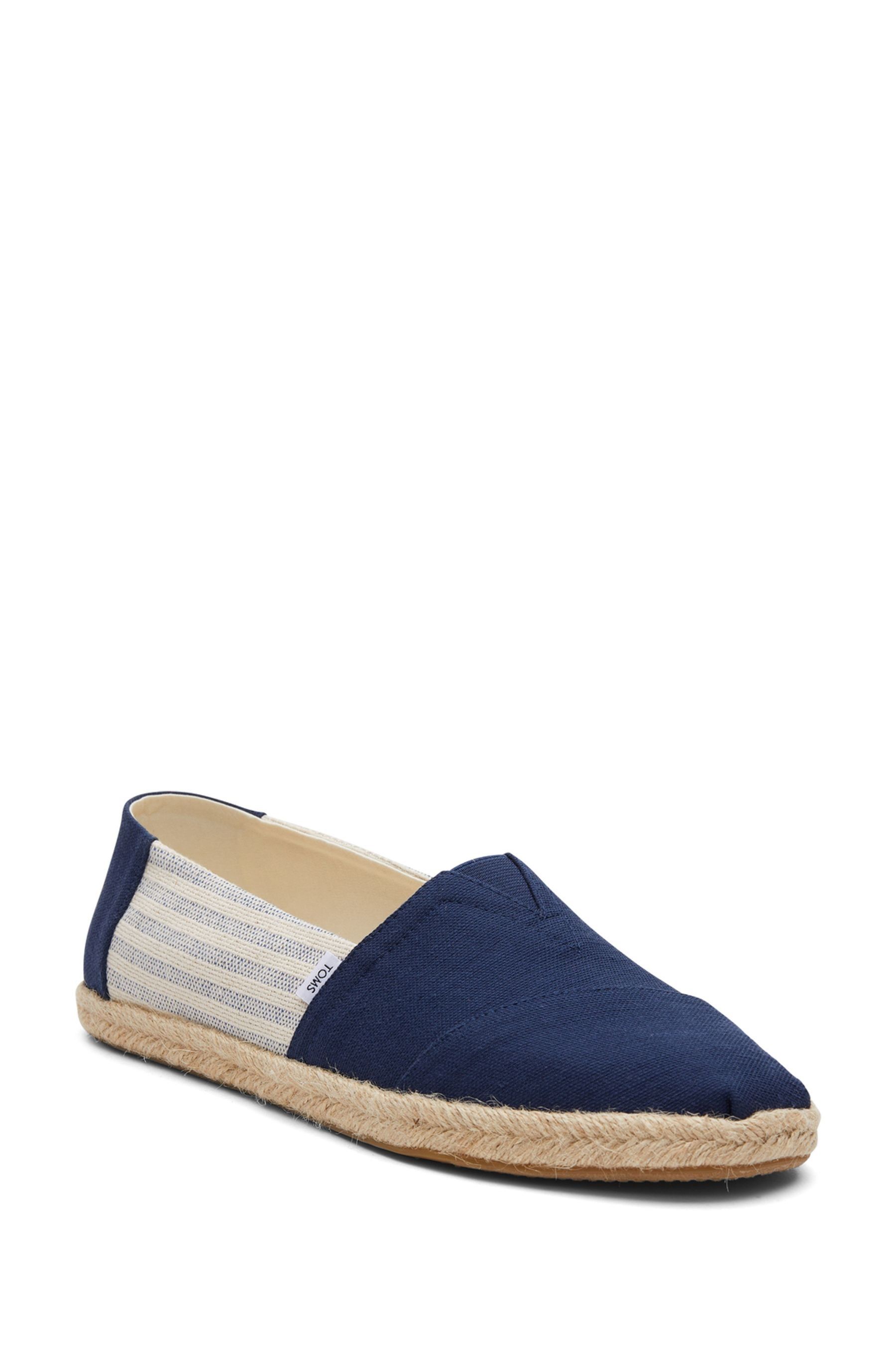 Buy TOMS Blue Woven Stripe Rope Espadrille Shoes from Next Luxembourg