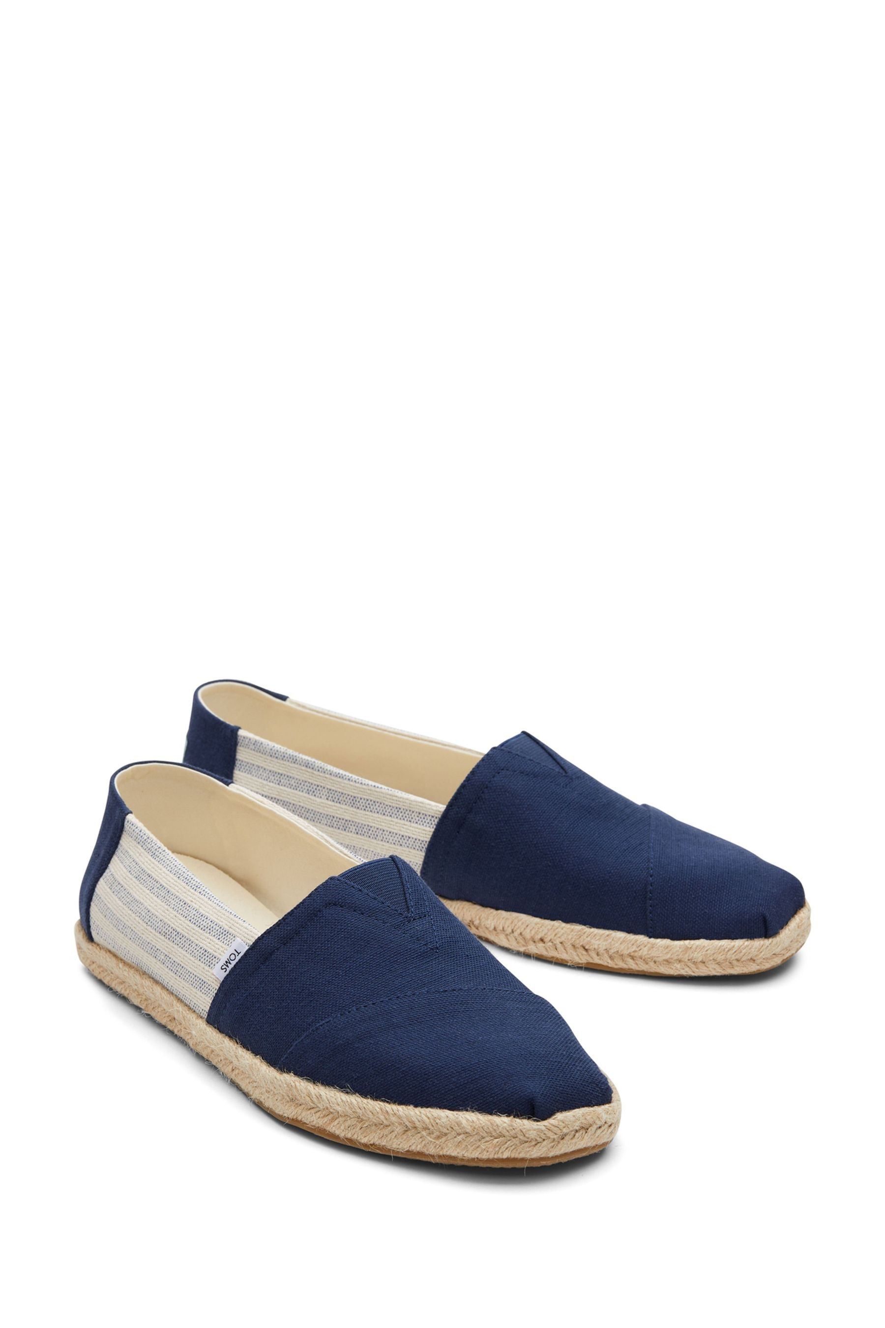 Buy TOMS Blue Woven Stripe Rope Espadrille Shoes from Next Luxembourg
