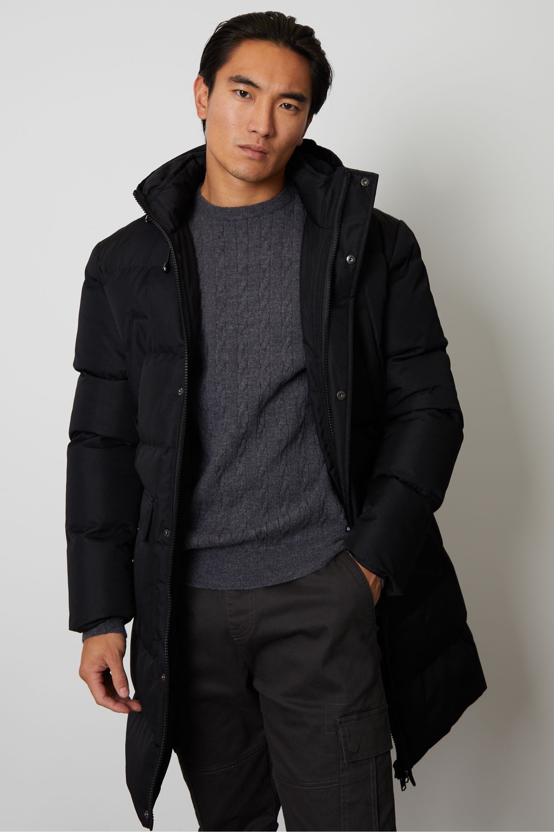 Longline hooded jacket men's sales