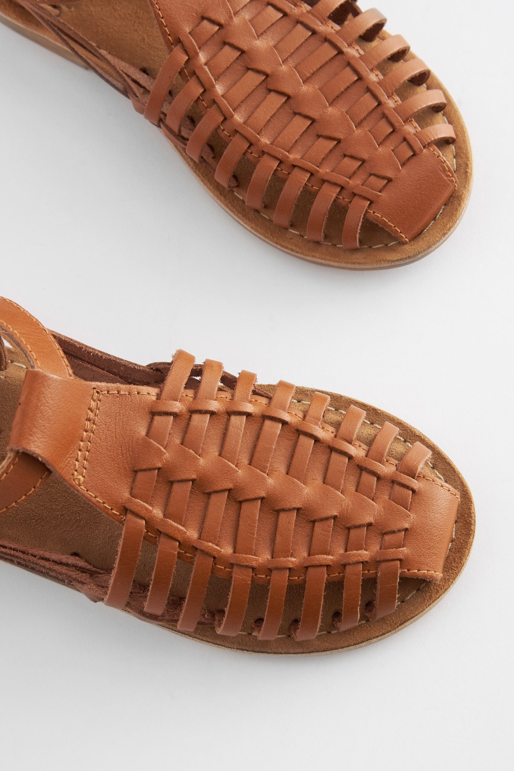 Buy Tan Brown Woven Leather Fisherman Sandals from Next Luxembourg