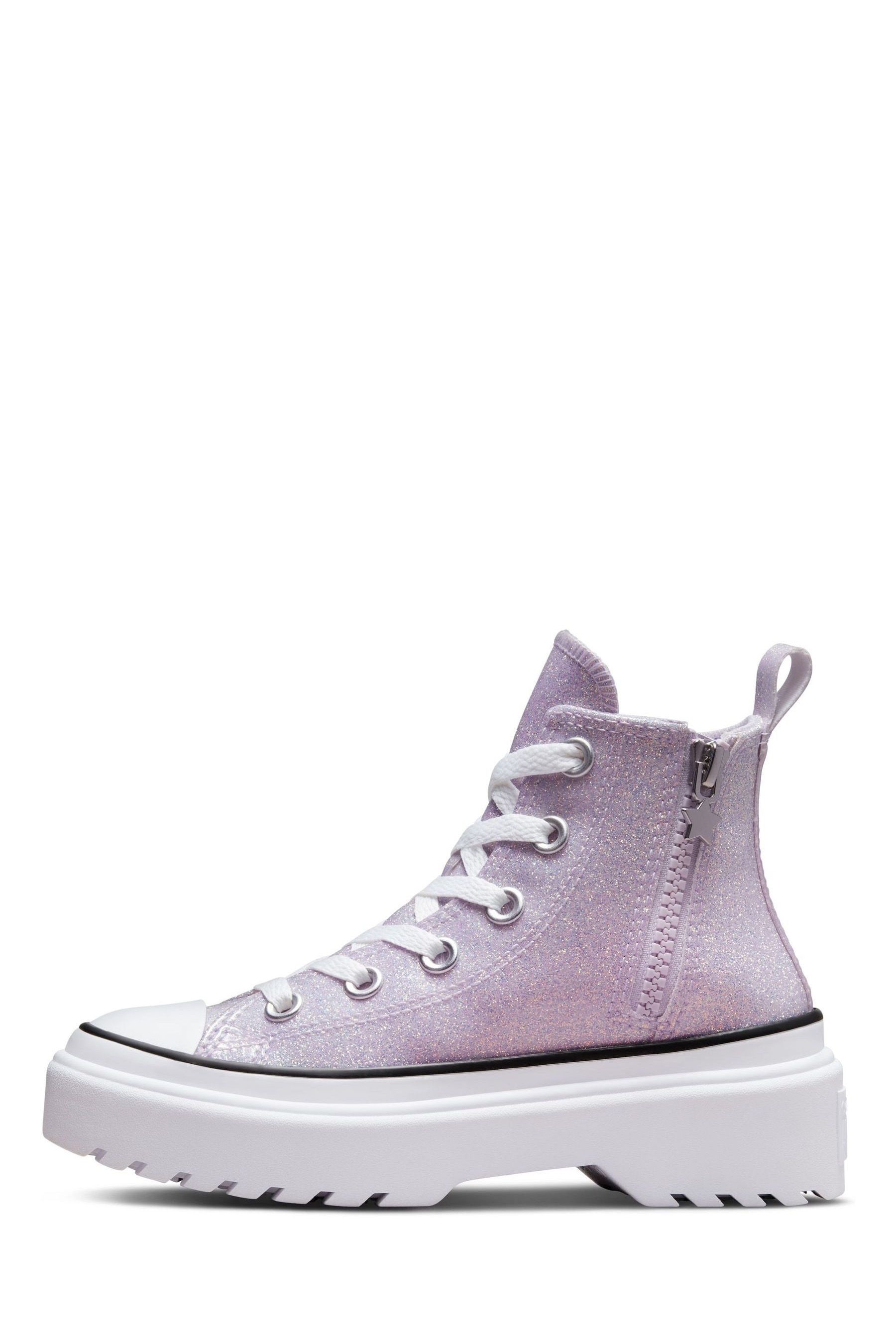 Purple glitter converse high tops top