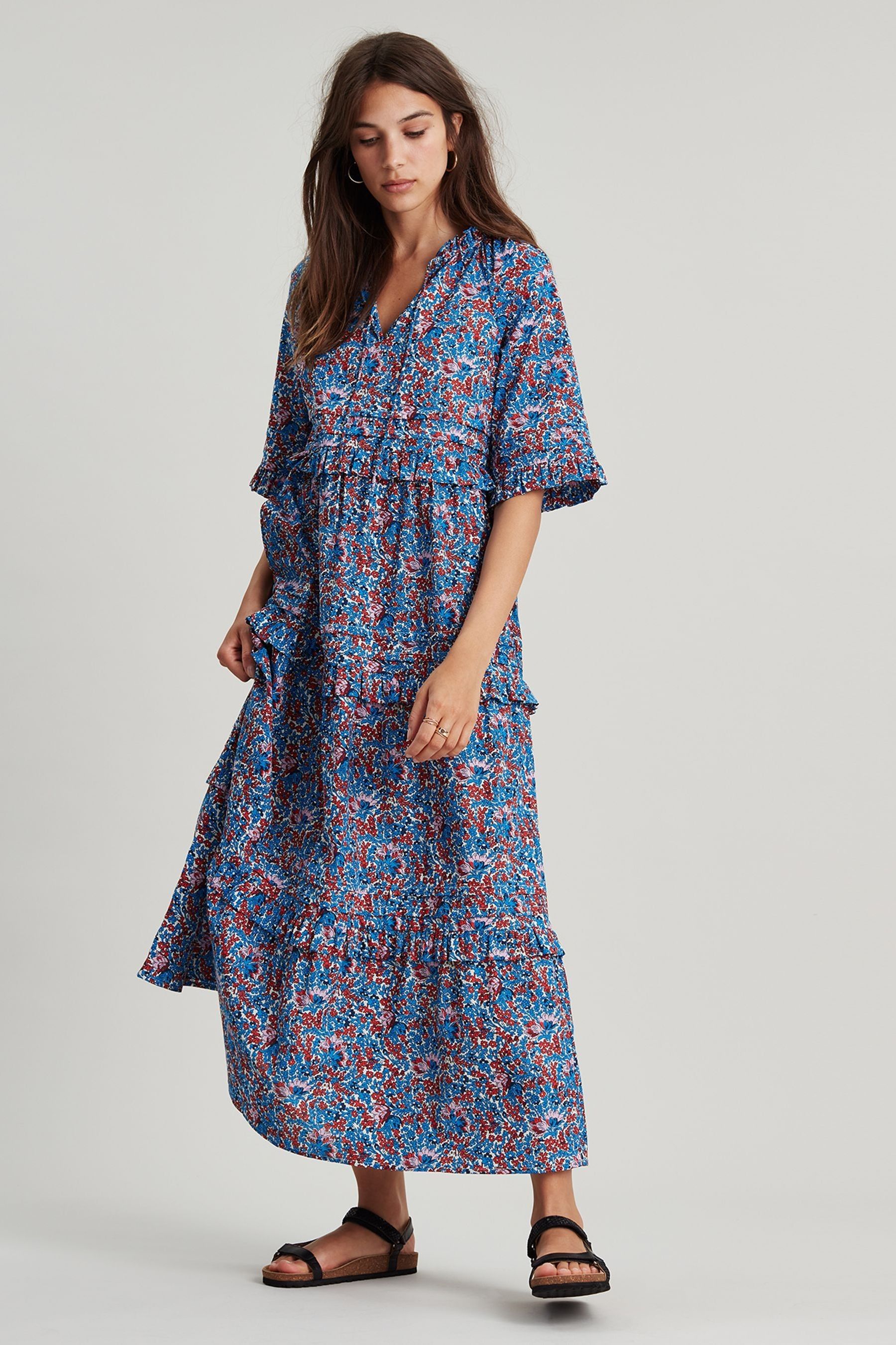 Buy Joules Lia Frill White Tiered Dress from Next Luxembourg
