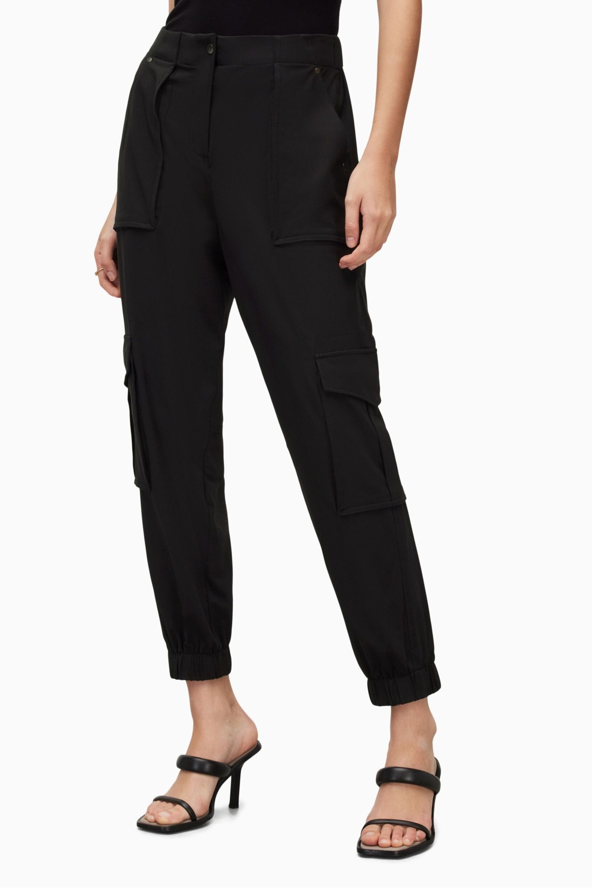 AllSaints Black Frieda Jersey Trousers - Image 1 of 6