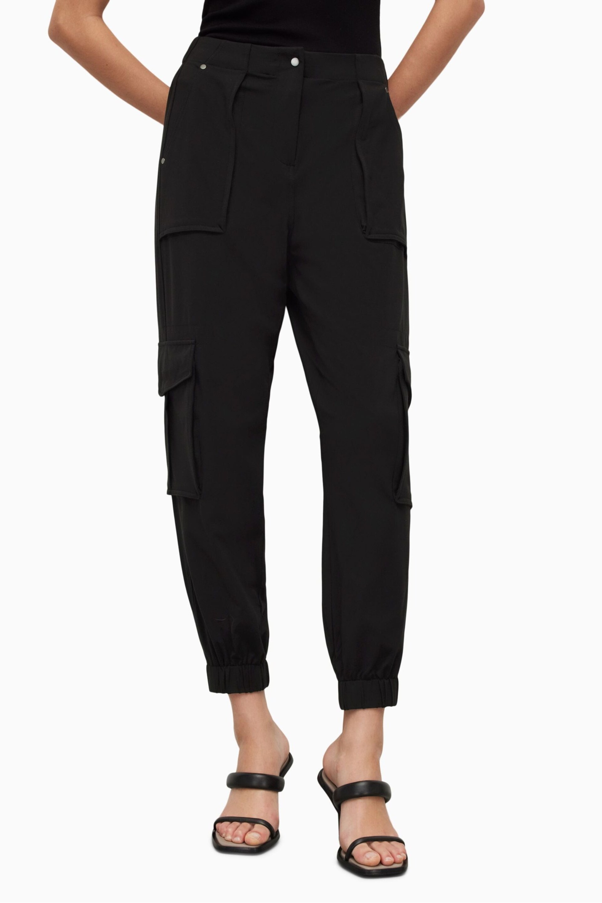 AllSaints Black Frieda Jersey Trousers - Image 5 of 6