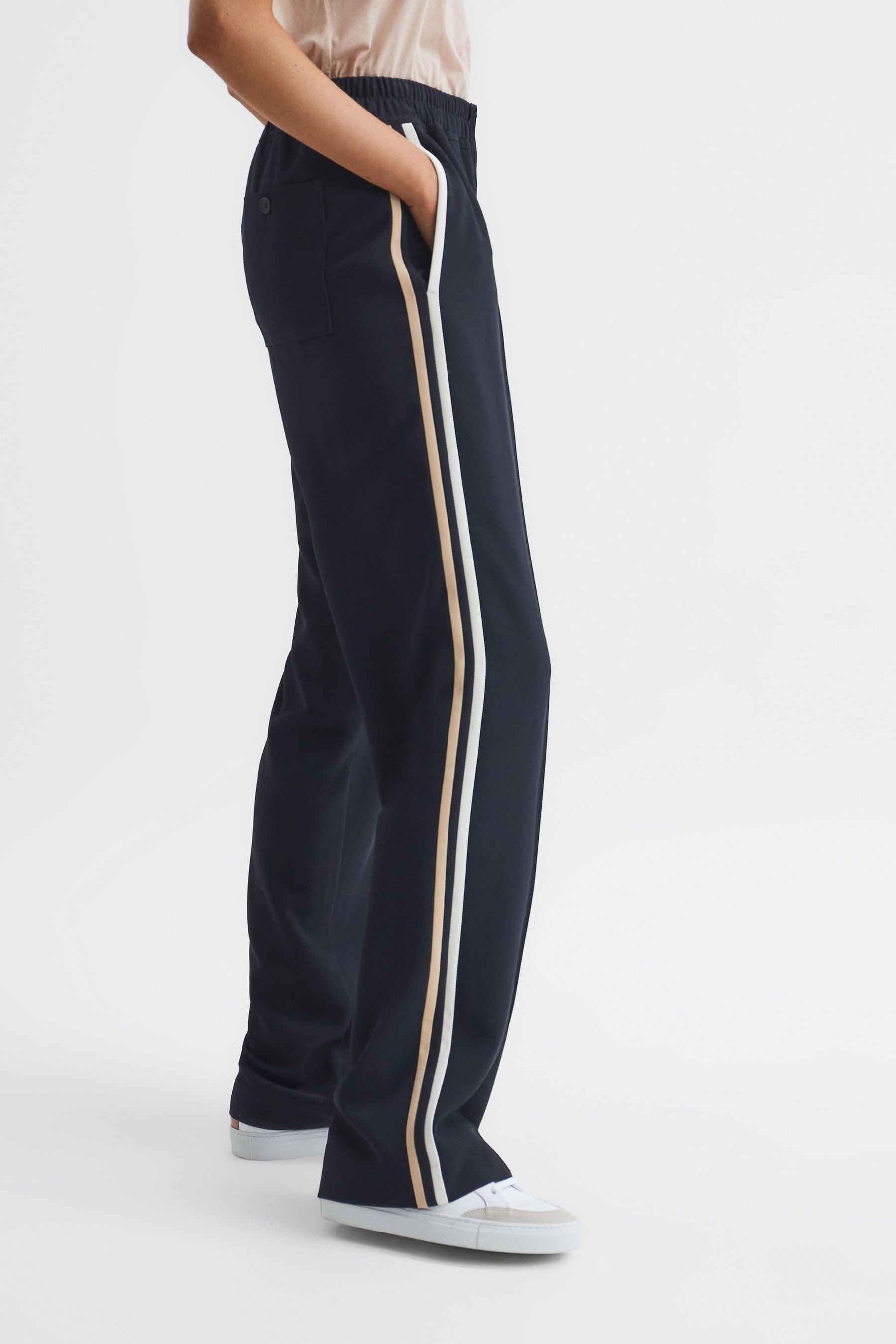 Buy Reiss Navy Odell Petite Wide Leg Pull On Trousers from Next Luxembourg