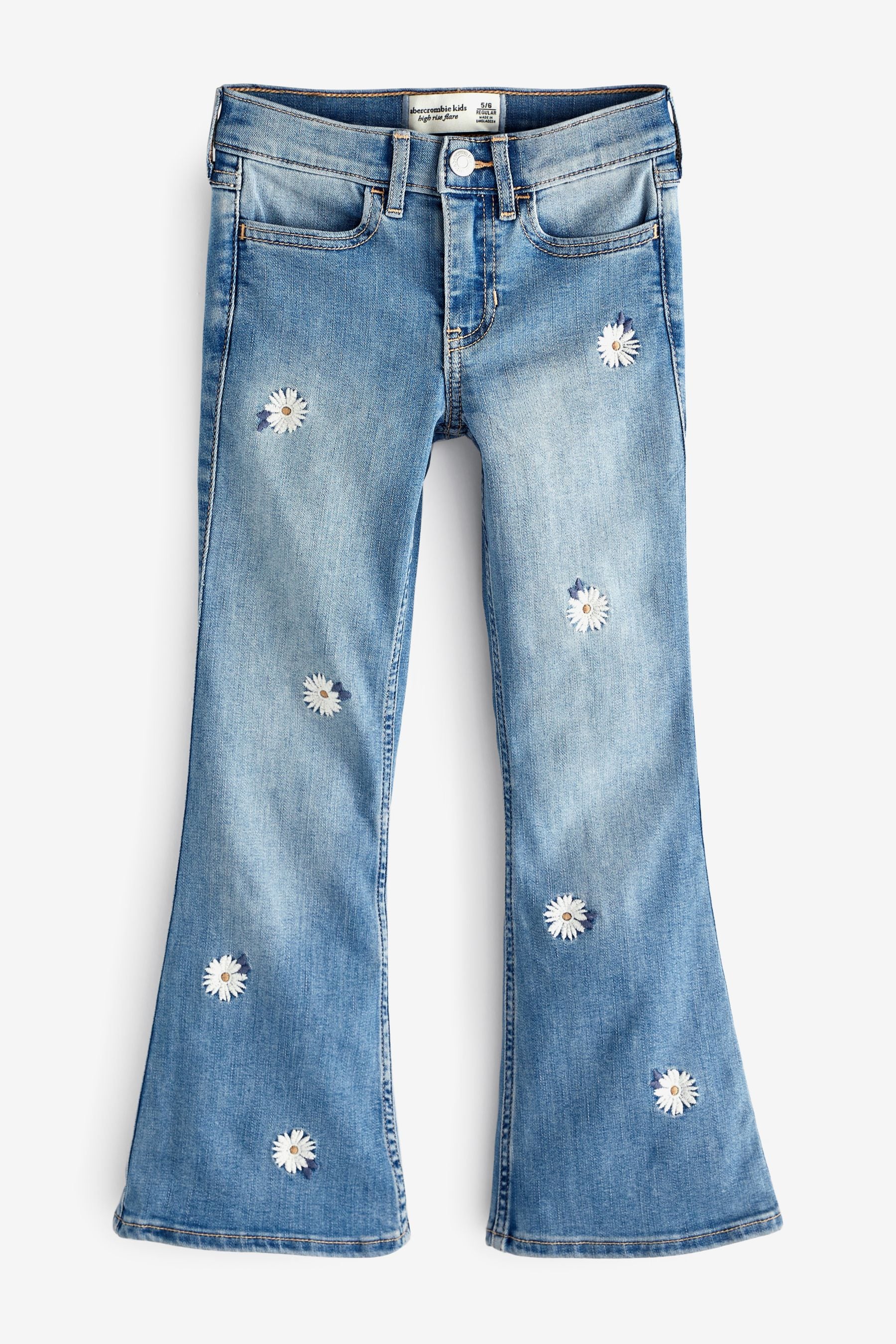 Buy Abercrombie Fitch Blue Floral Embroidered High Rise Flare Jeans from Next Luxembourg