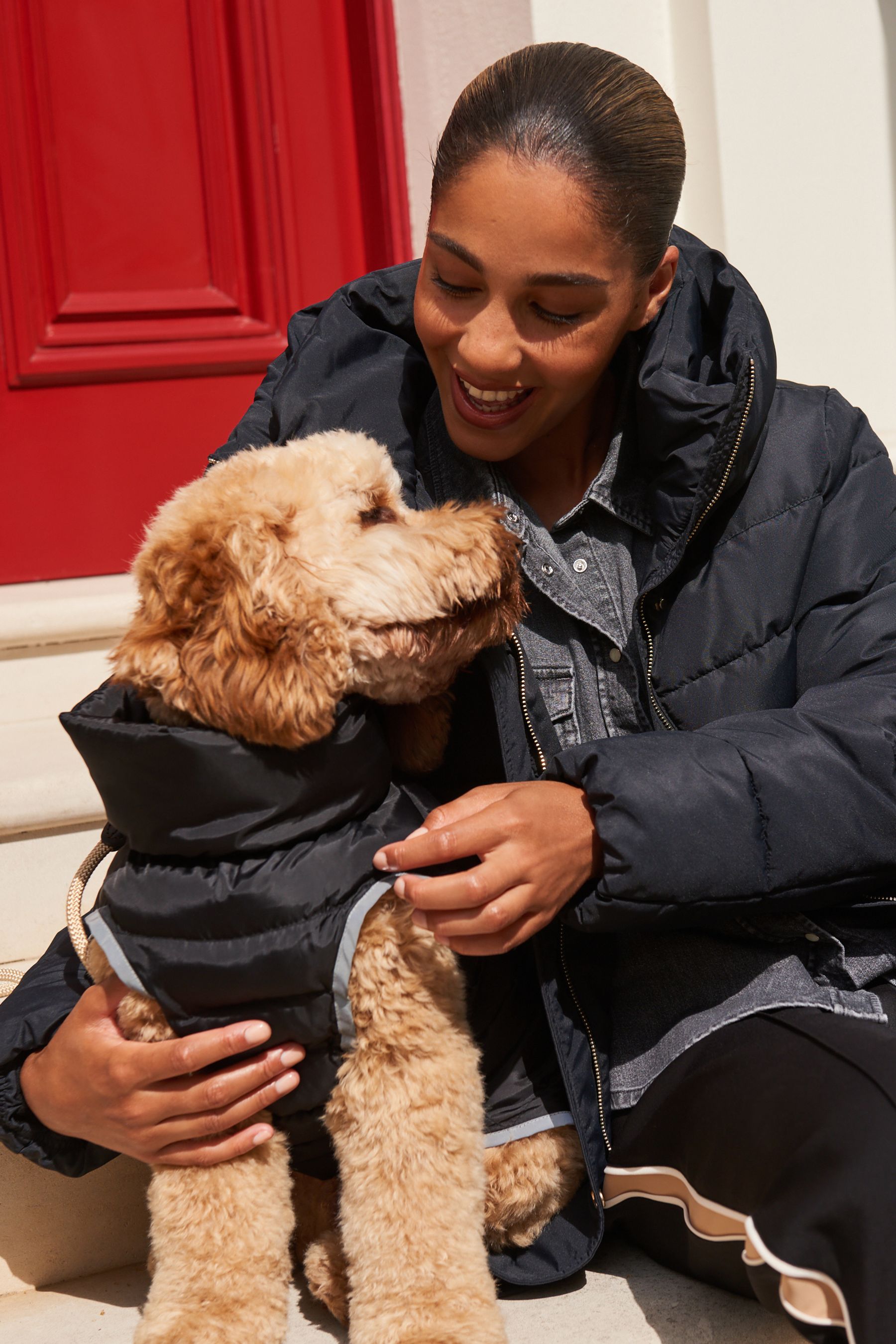 Buy Black White Print Packable Reversible Dog Coat from Next Luxembourg