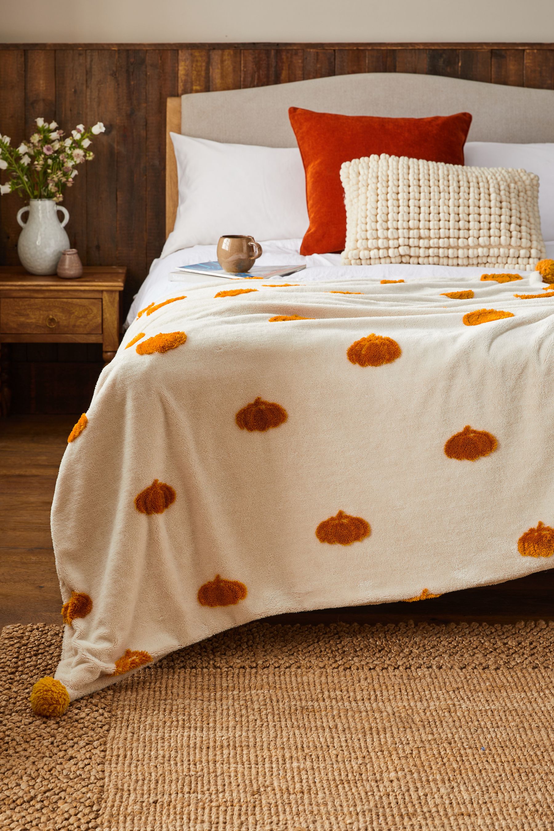 Buy Orange Halloween Hello Pumpkin Throw from Next Luxembourg