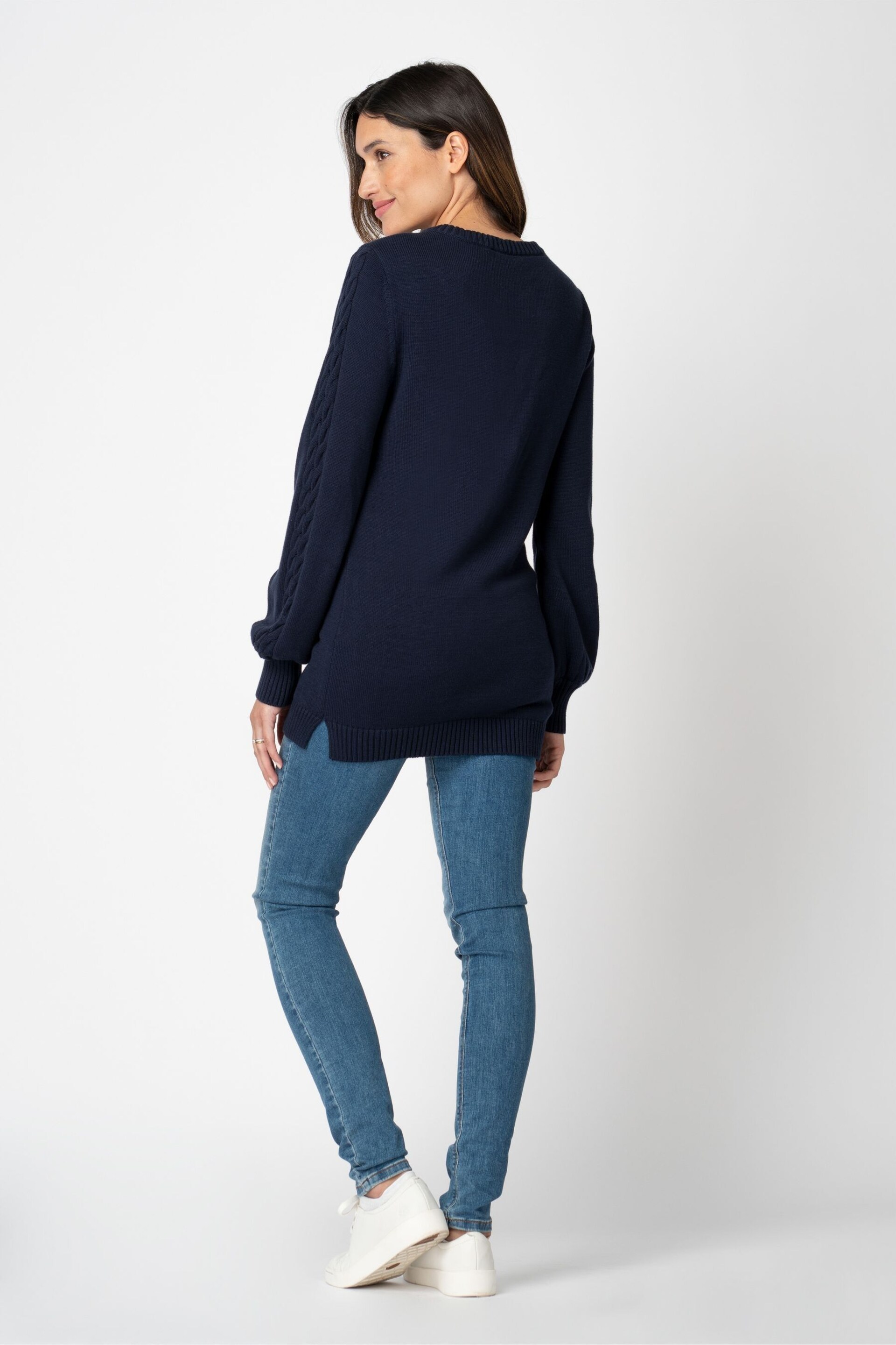 Seraphine Blue Bell Sleeve Cable Detail Nursing Jumper - Image 2 of 4