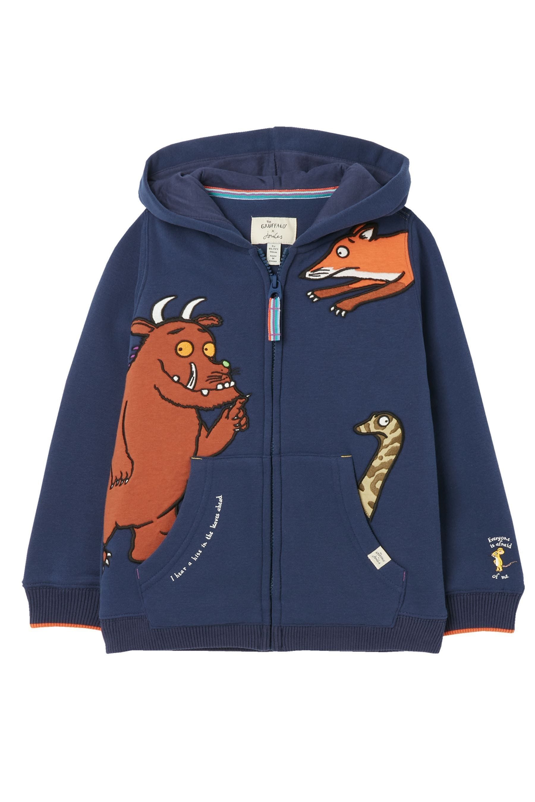 Buy Joules Blue Gruffalo Seth Fleece Lined Zip Through Hoodie from Next Luxembourg