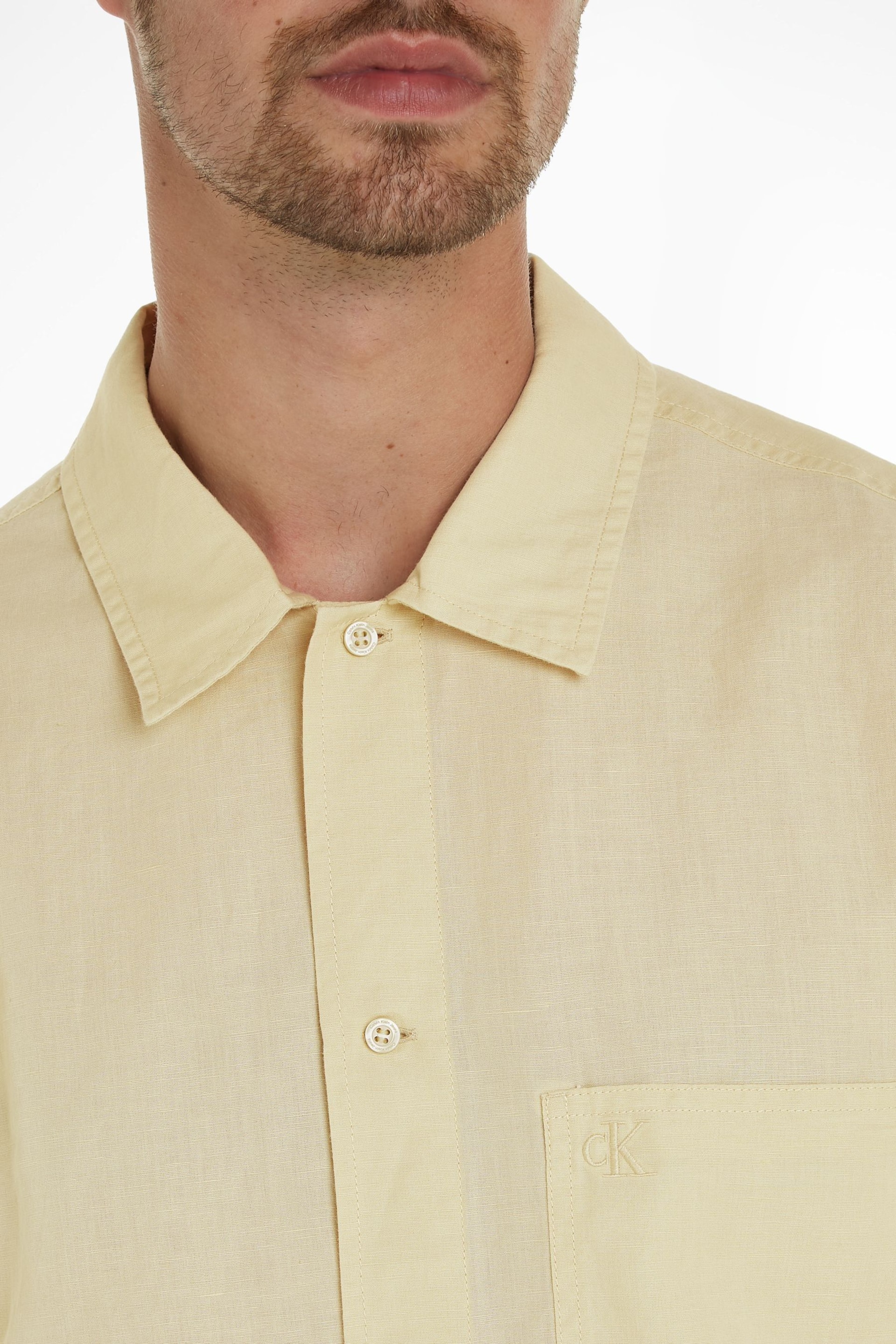 Calvin Klein Green Linen Button Down Shirt - Image 3 of 3