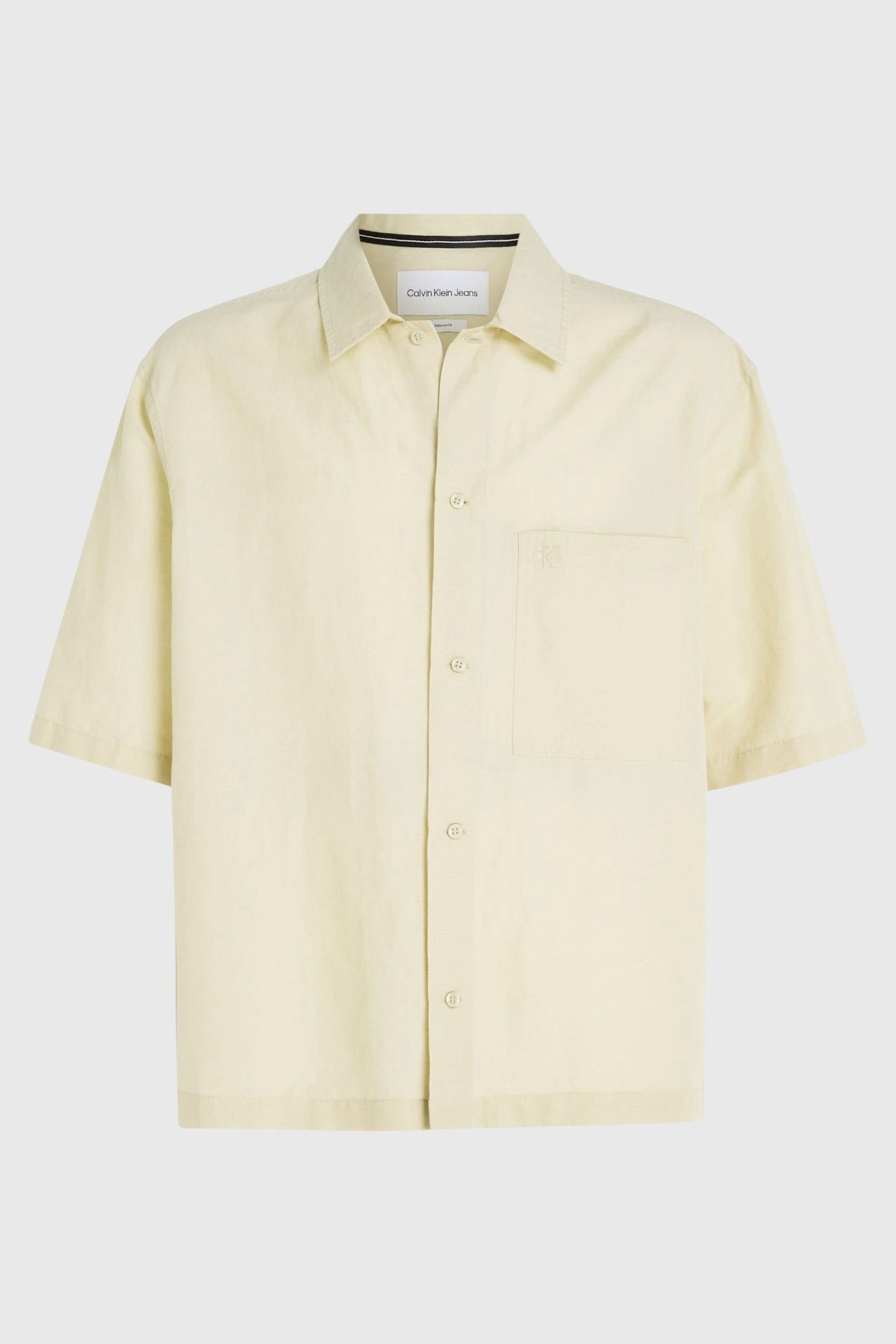 Calvin Klein Green Linen Button Down Shirt - Image 4 of 5