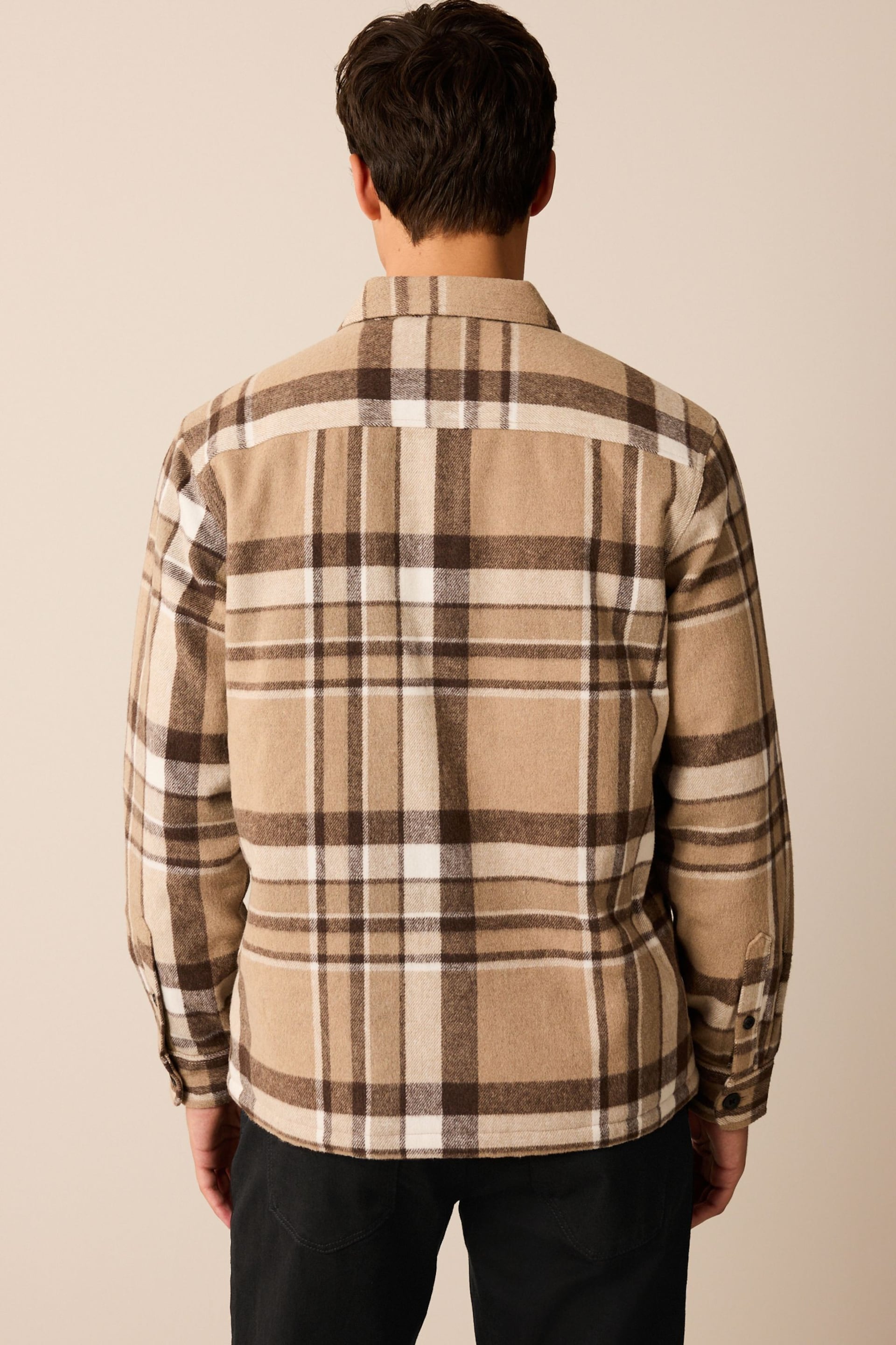 Natural Quilted Check Shacket - Image 3 of 7