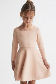 Reiss Pale Pink Marnie Junior Square Neck Knitted Dress - Image 1 of 5