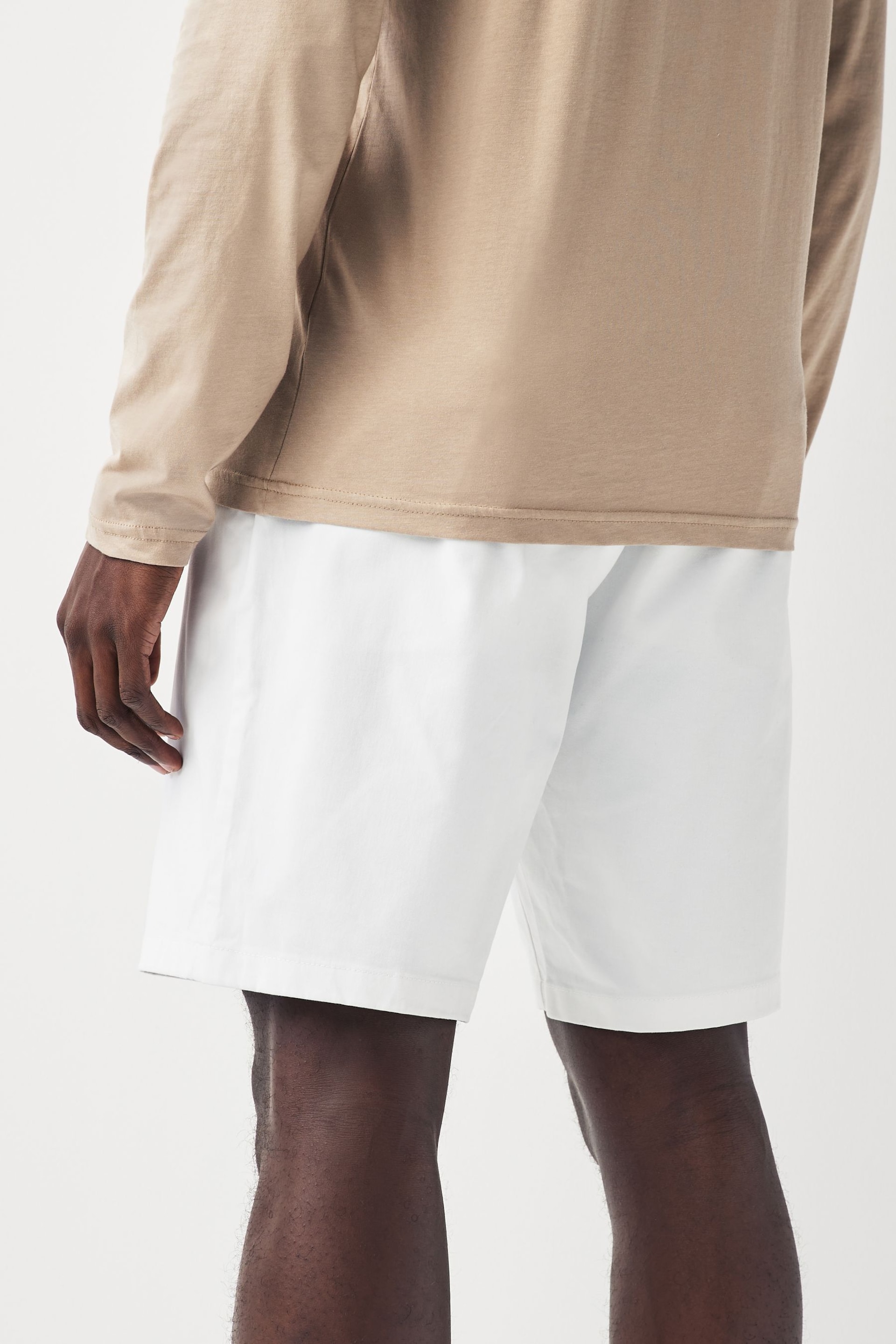 White Straight Fit Stretch Chinos Shorts - Image 3 of 9
