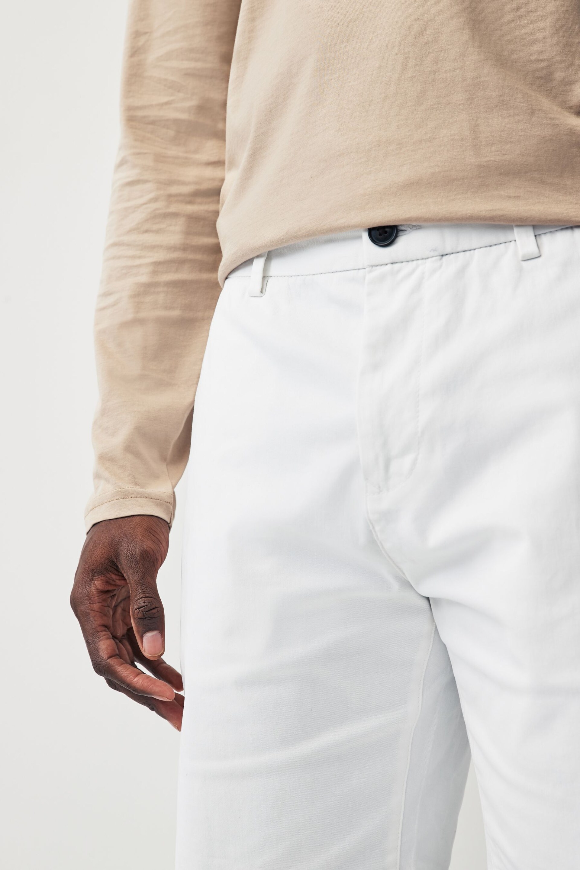 White Straight Fit Stretch Chinos Shorts - Image 4 of 9