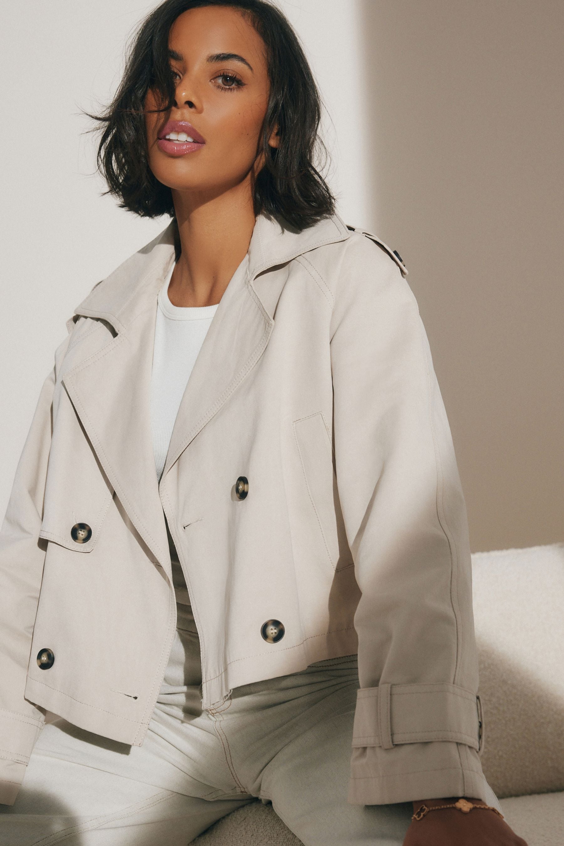 Cropped trench jacket cheap