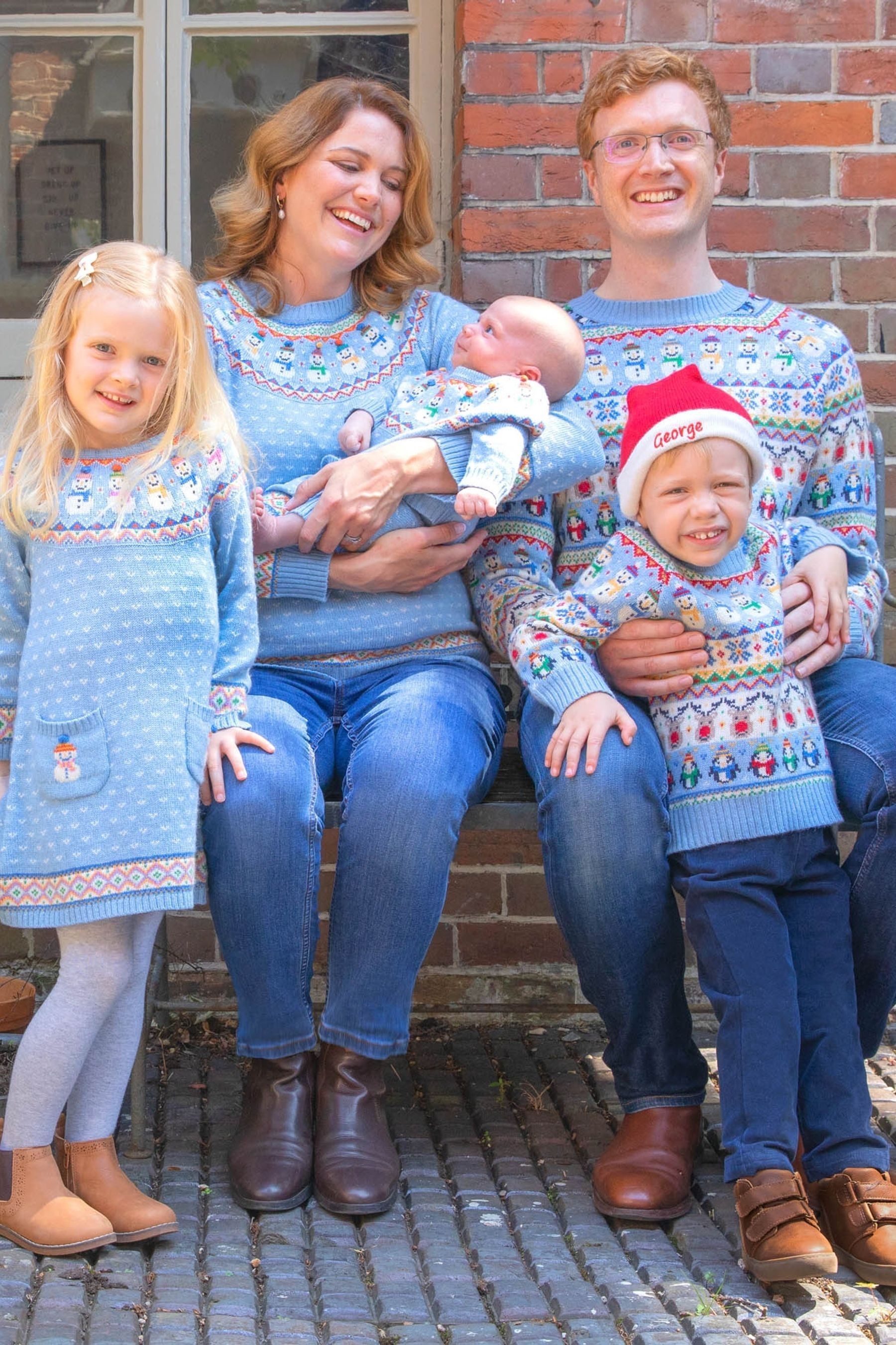 Buy JoJo Maman Bebe Blue Snowman Fair Isle Knitted Dress from Next Luxembourg