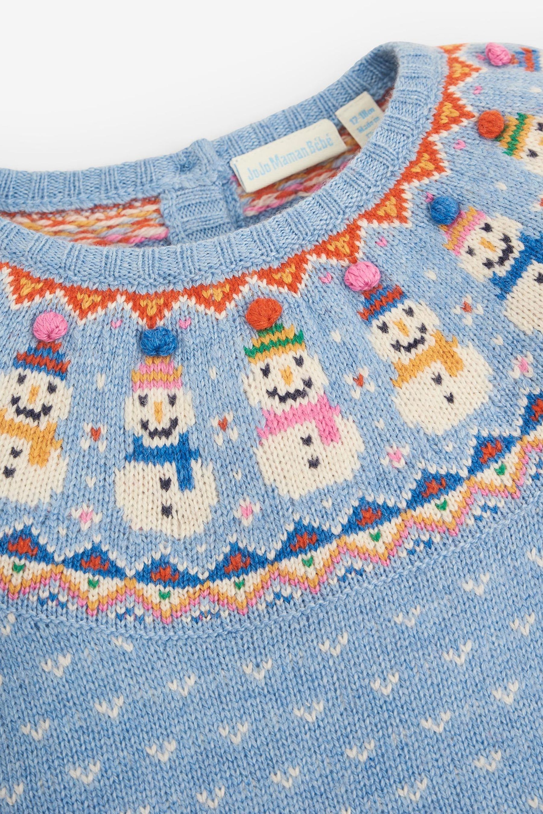 Buy JoJo Maman Bebe Blue Snowman Fair Isle Knitted Dress from Next Luxembourg