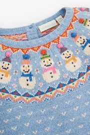 JoJo Maman Bébé Blue Snowman Fair Isle Knitted Dress - Image 4 of 4