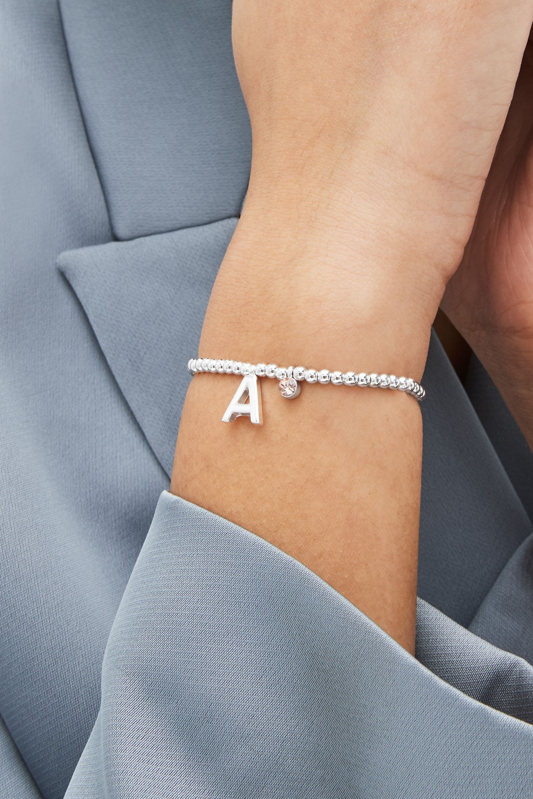 Buy Silver Tone Initial Sparkle Beaded Stretch Bracelet from Next Denmark