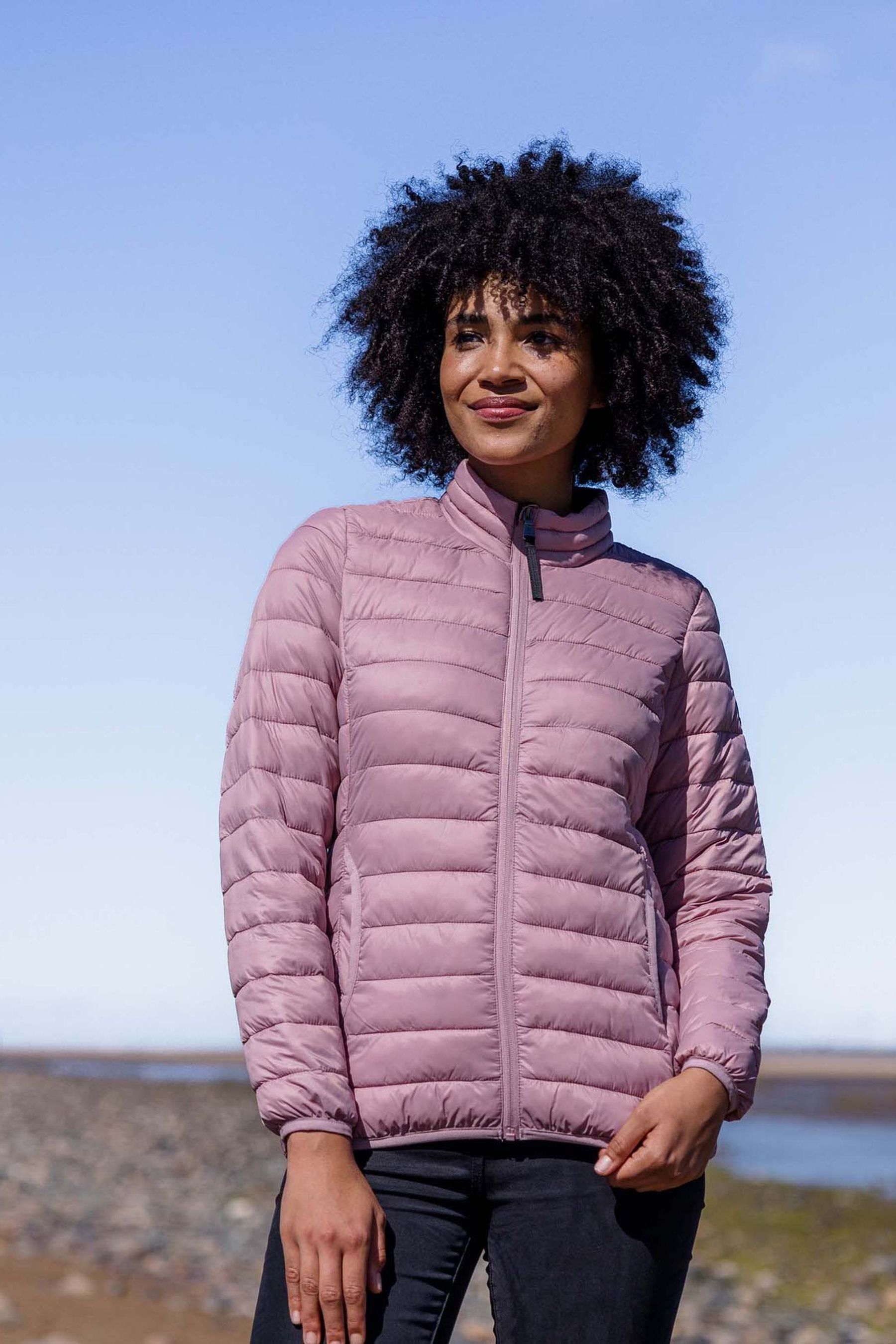 Pink lightweight padded jacket shop