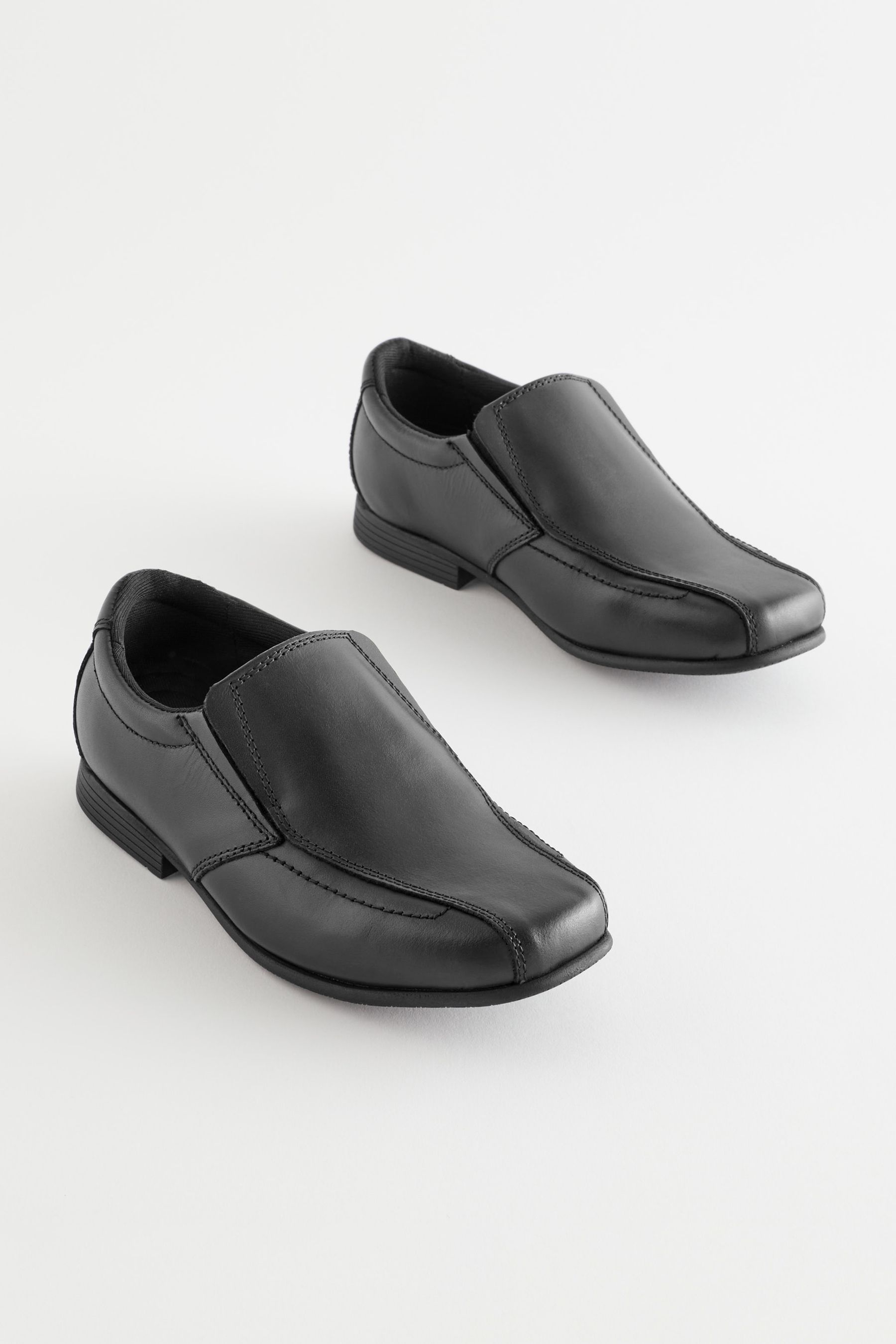 Buy Black Standard Fit F School Leather Loafers from the Next UK online shop