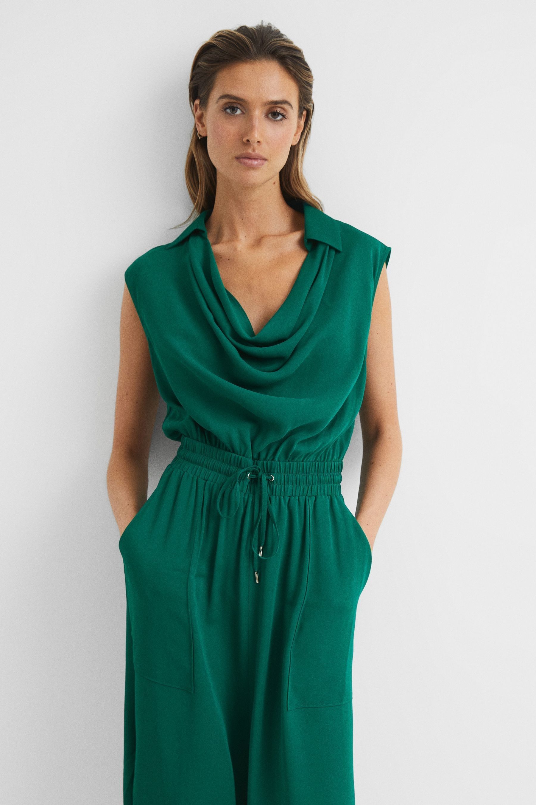 Reiss green silk dress cheap
