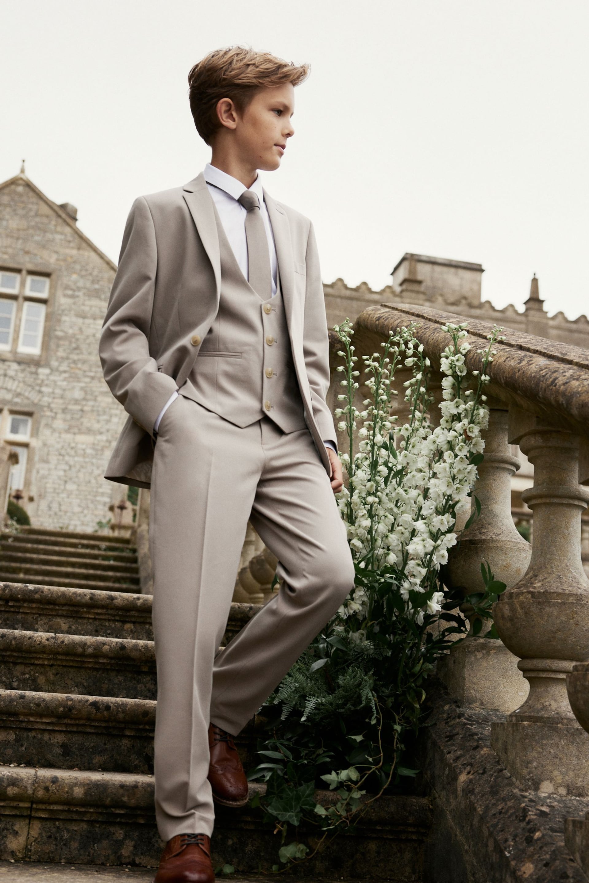 Taupe Brown Suit: Trousers (12mths-16yrs) - Image 1 of 6