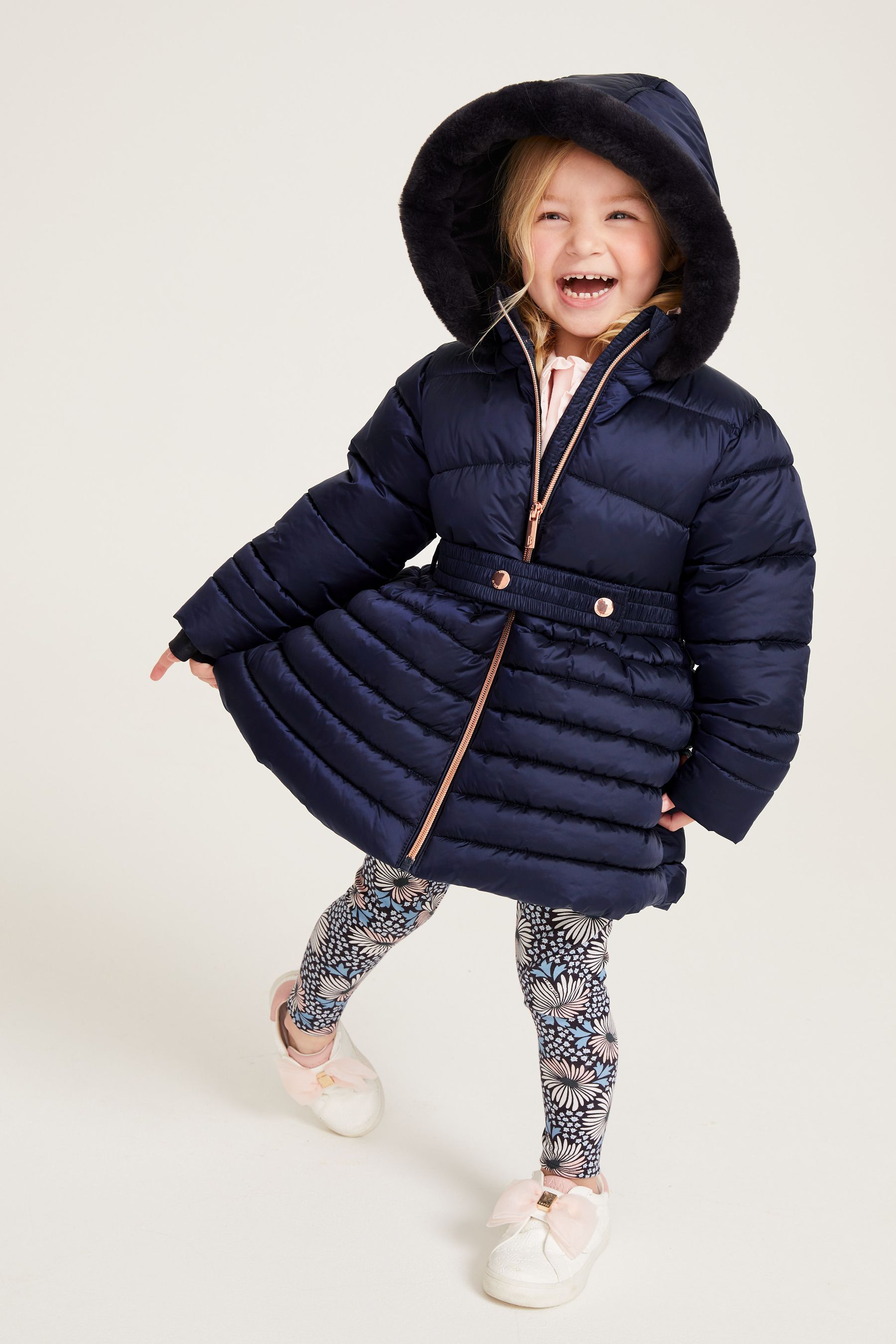 Buy Baker by Ted Baker Shower Resistant Navy Skirted Coat With Mittens from Next Belgium