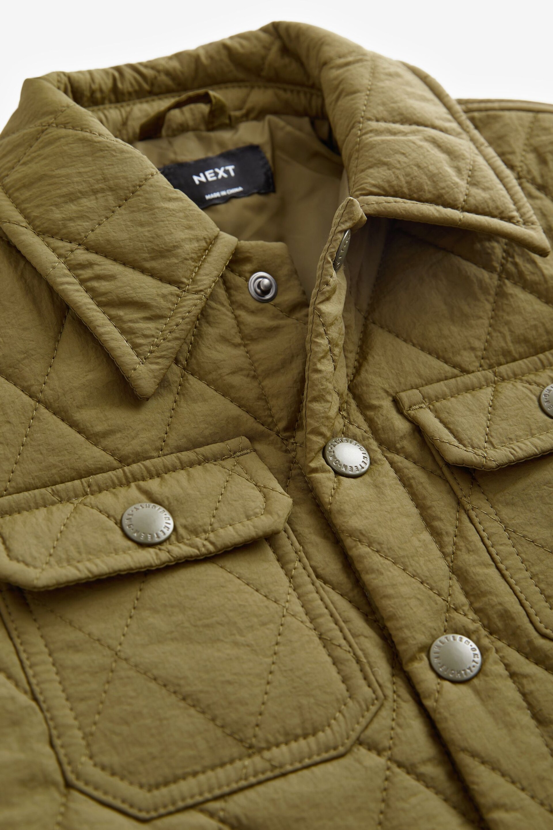 Khaki Green Quilted Shacket (3mths-7yrs) - Image 8 of 9