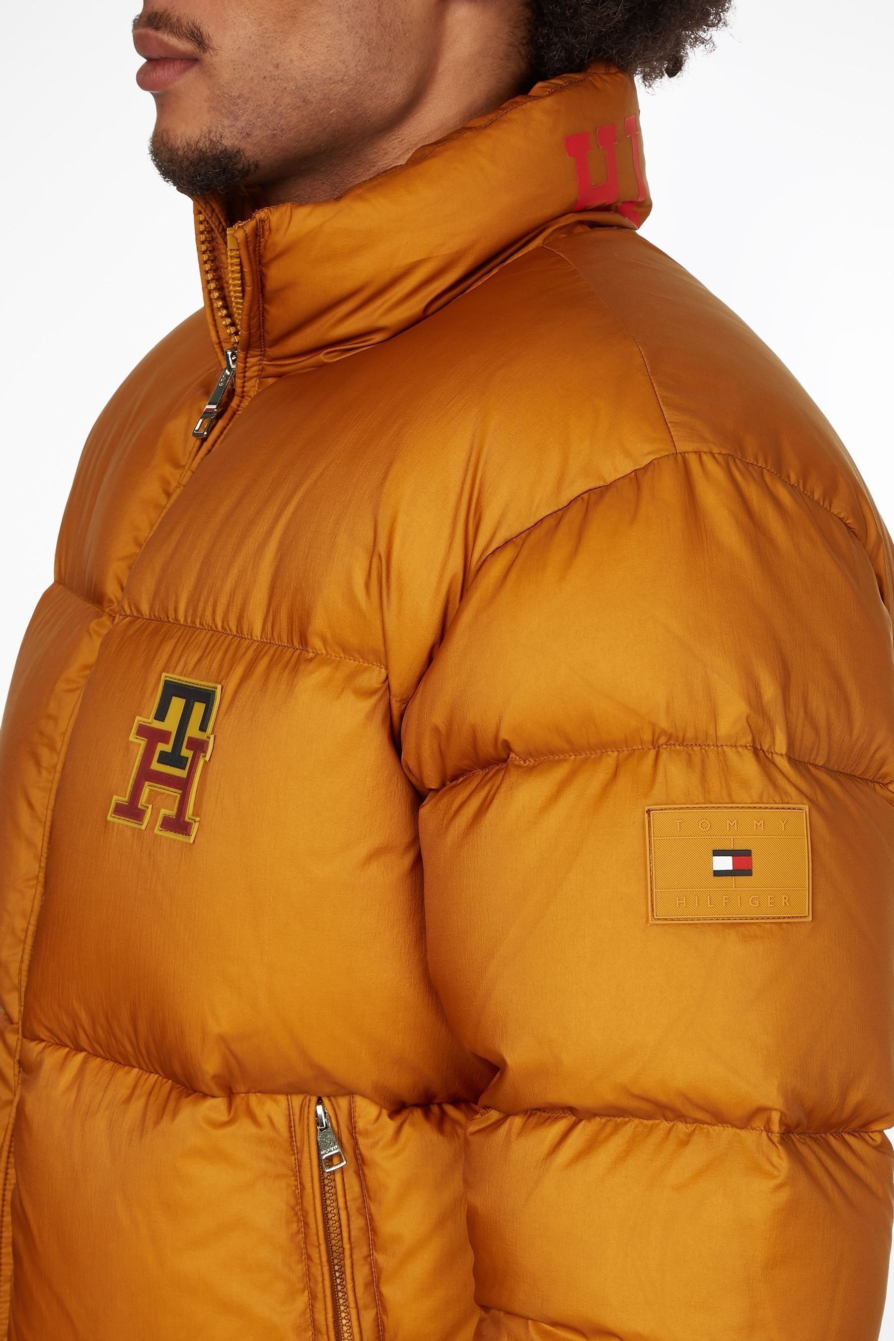 Yellow puffer jacket tommy hilfiger on sale