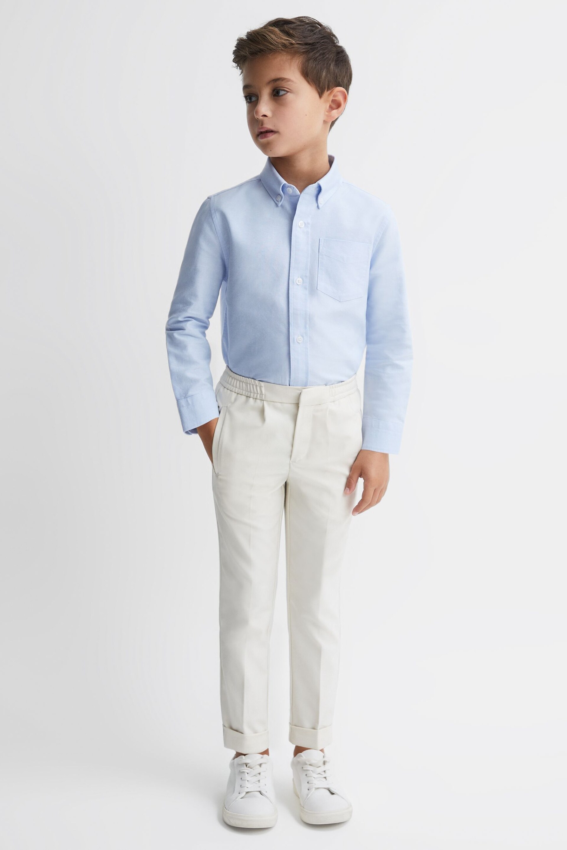 Reiss Soft Blue Greenwich Senior Slim Fit Button-Down Oxford Shirt - Image 1 of 6