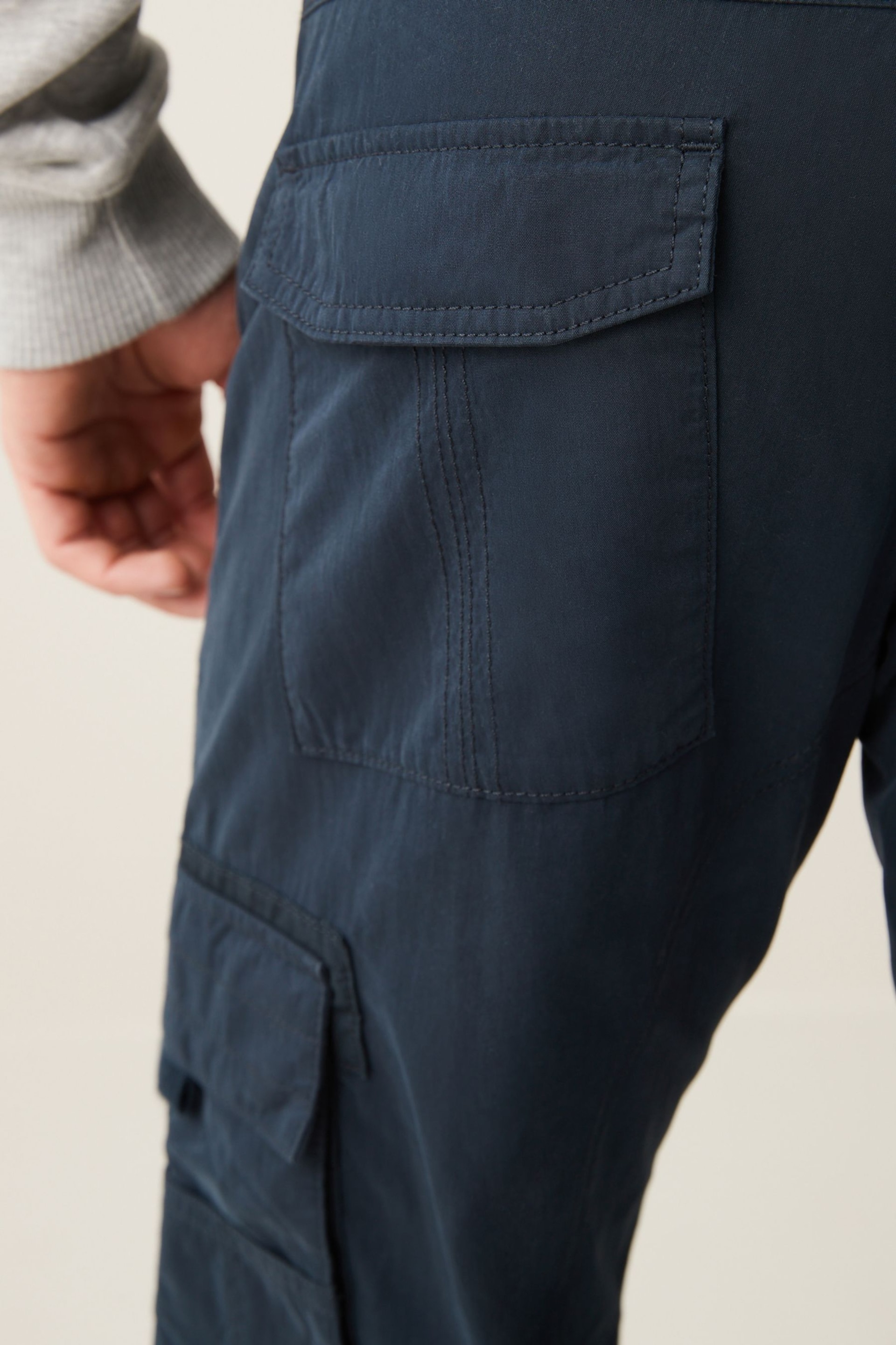 Navy Blue Relaxed Belted Tech Cargo Trousers - Image 6 of 12