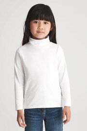 Reiss Ivory Carey Junior Cotton Blend Roll Neck Top - Image 1 of 8