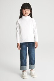 Reiss Ivory Carey Junior Cotton Blend Roll Neck Top - Image 3 of 8