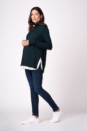 Seraphine Green Maternity Knitted Jumper With Under Shirt - Image 3 of 4