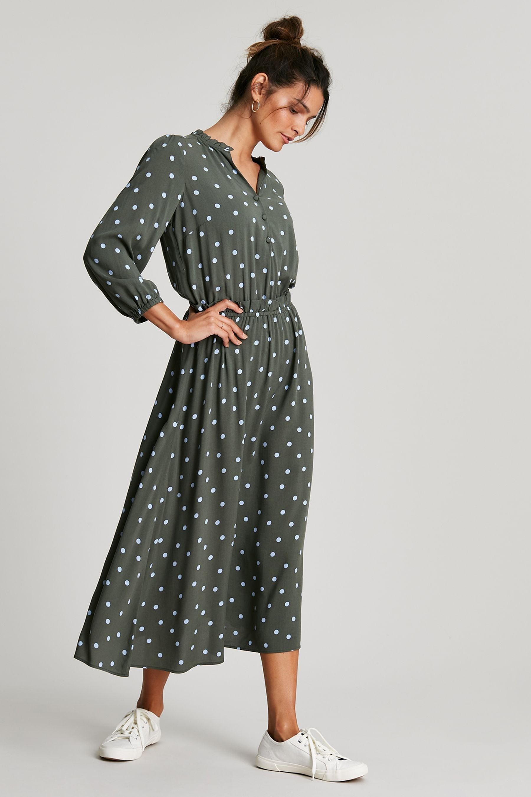 Buy Joules Green Josie Frill Elasticated Waist Dress from Next Austria