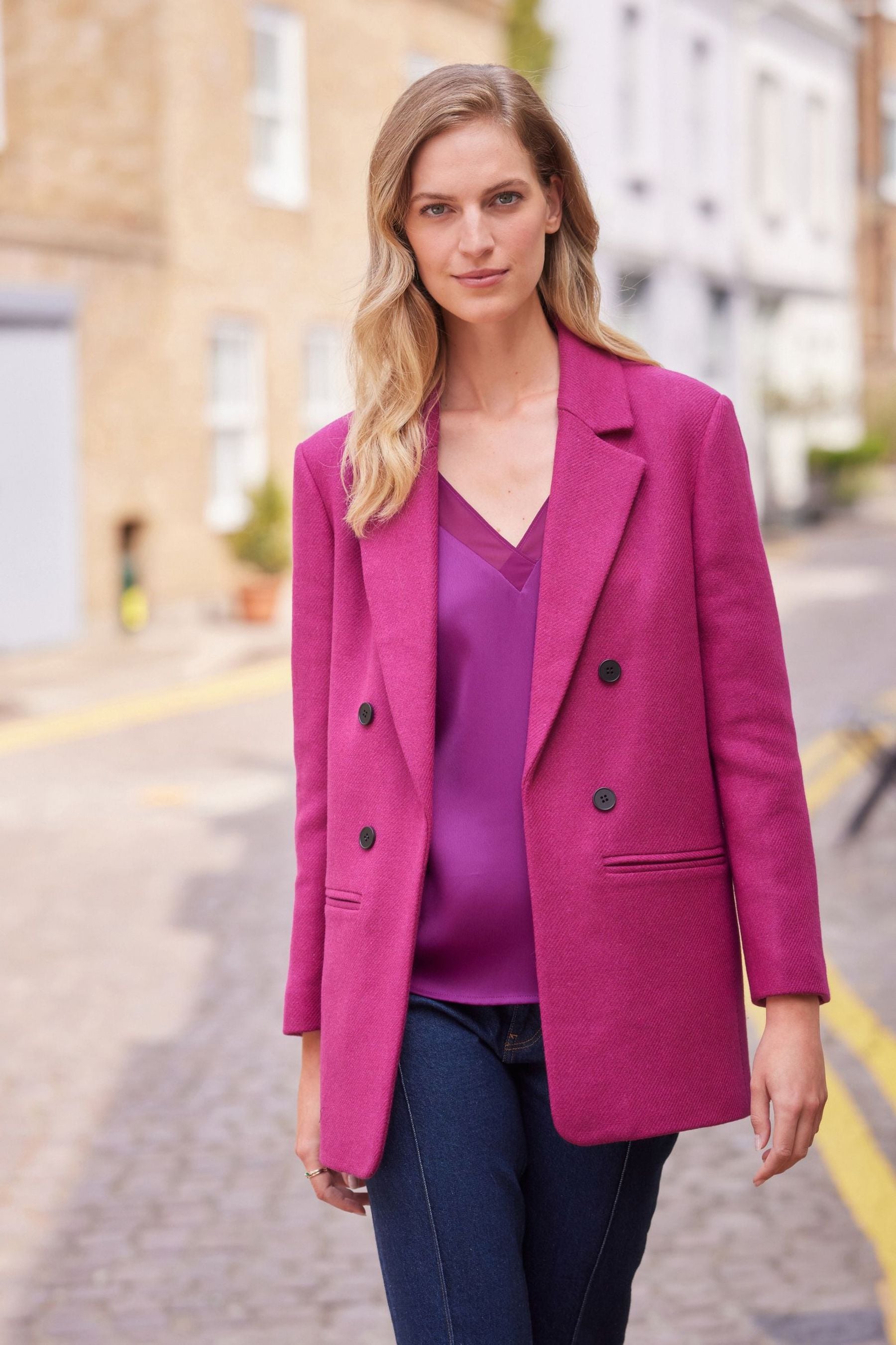Buy Raspberry Pink Nova Fides Wool Blend Premium Blazer Coat from Next Luxembourg