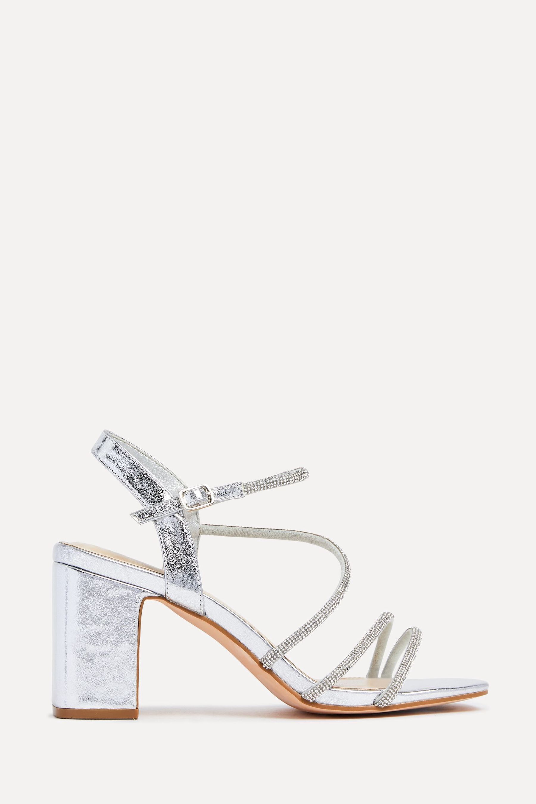 Buy Linzi Silver Kira Strappy Diamante Block Heeled Sandals from Next Luxembourg