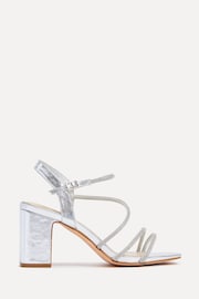 Linzi Silver Kira Strappy Diamante Block Heeled Sandals - Image 2 of 5