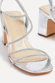 Linzi Silver Kira Strappy Diamante Block Heeled Sandals - Image 4 of 5