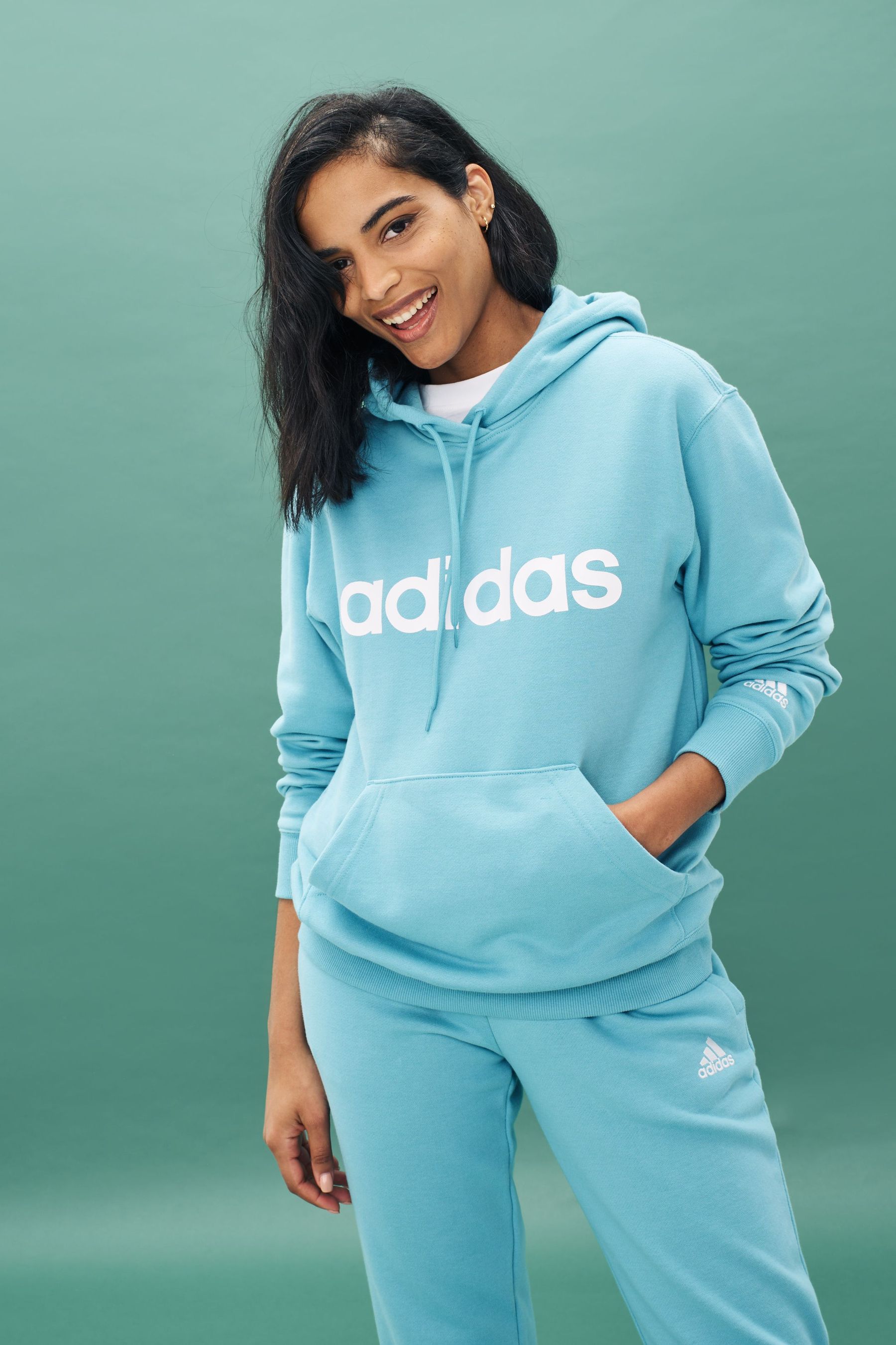 Buy adidas Blue Womens Linear Fit Hoodie from Next Luxembourg