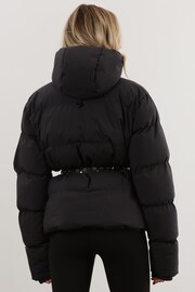 Religion Black Short Hooded Puffa Jacket - Image 2 of 7