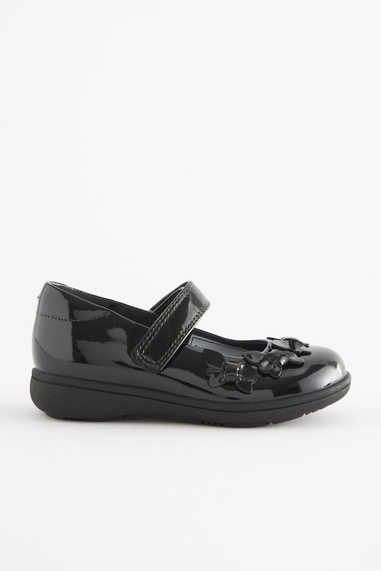 Black Patent Standard Fit (F) School Junior Butterfly Mary Jane Shoes - Image 2 of 8