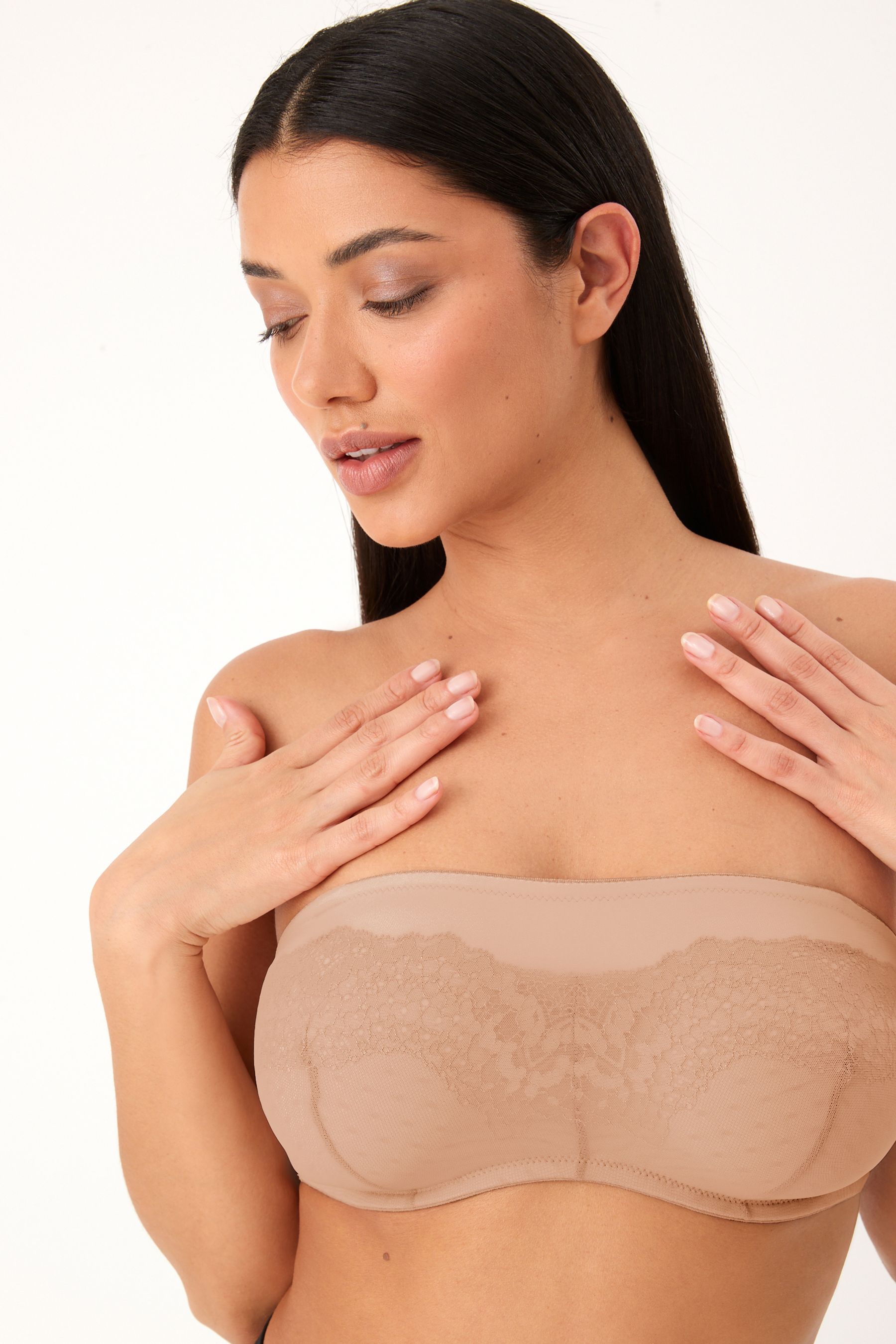 Lace back bandeau bra deals