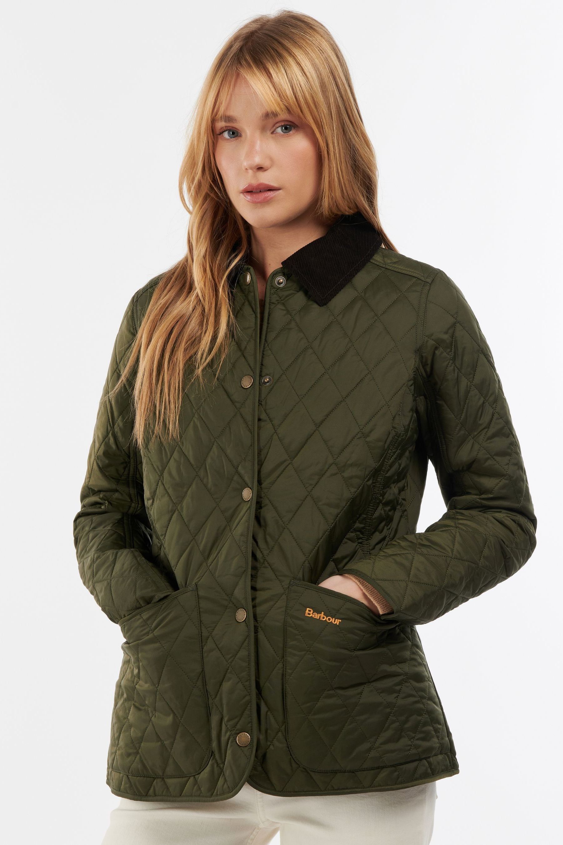 Barbour quilted jacket with cord collar womens clearance