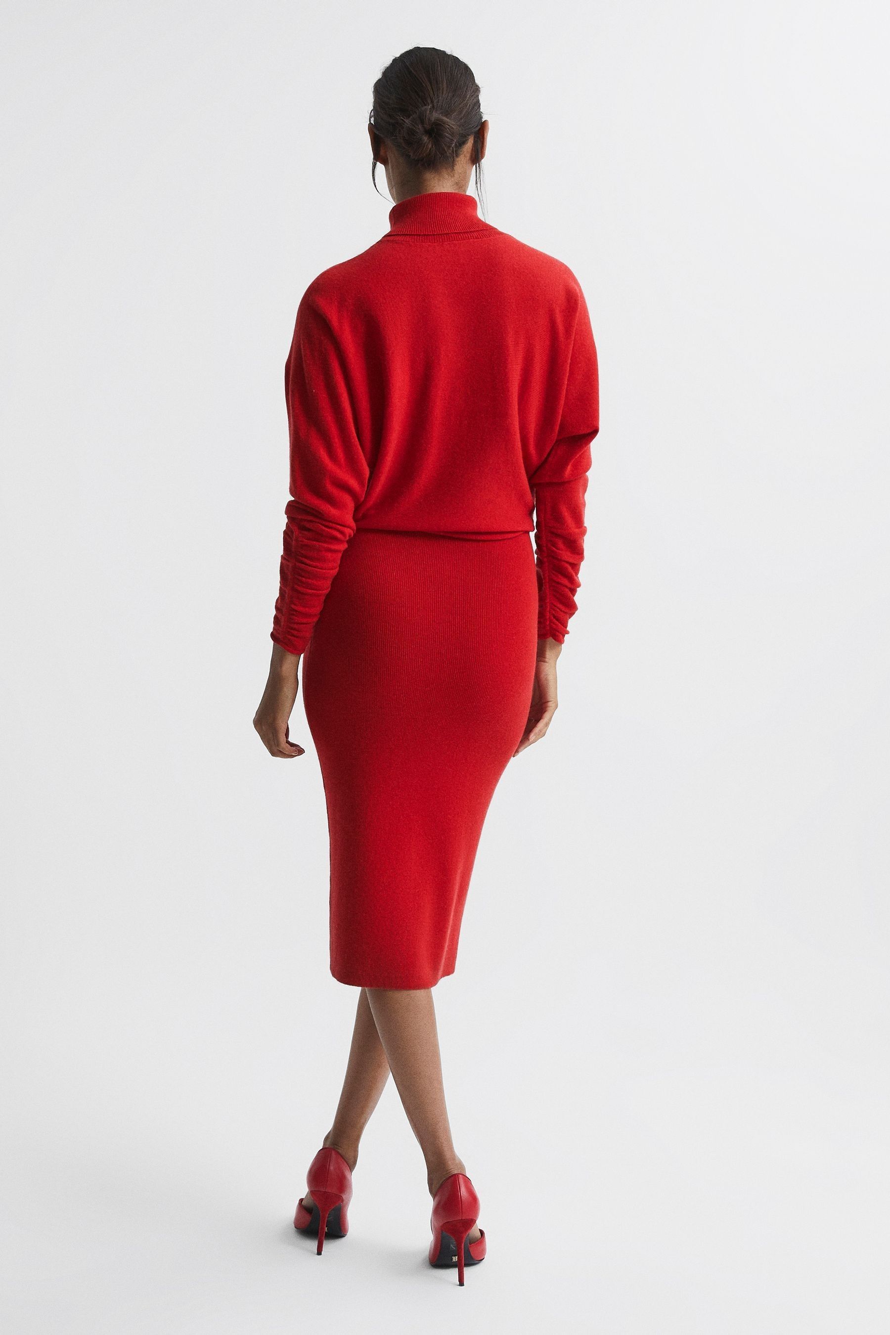 Buy Reiss Red Fallon Wool Blend Roll Neck Dress from the Next UK online shop