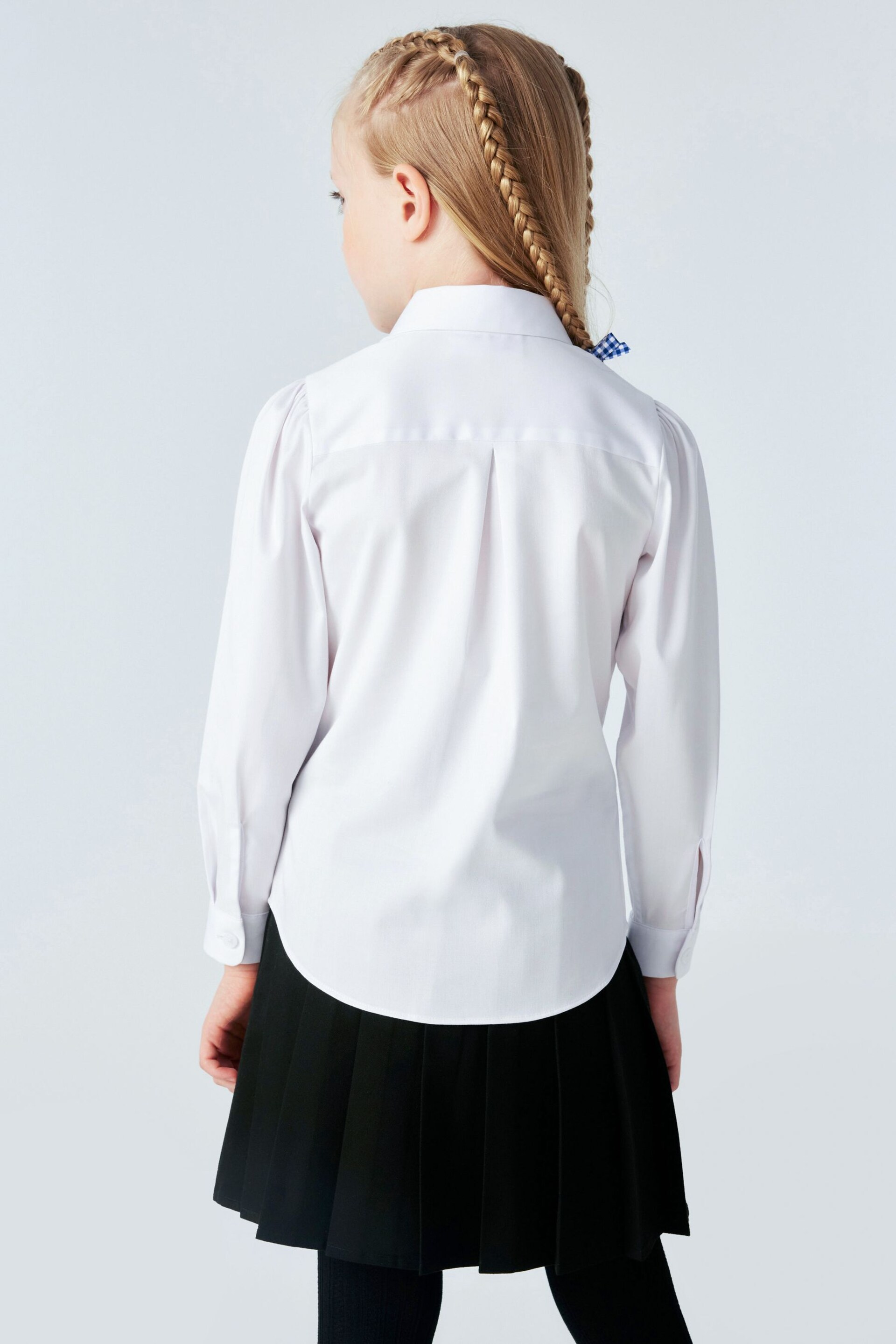 Clarks White Long Sleeve Girls Lace Trim School Shirt - Image 2 of 10